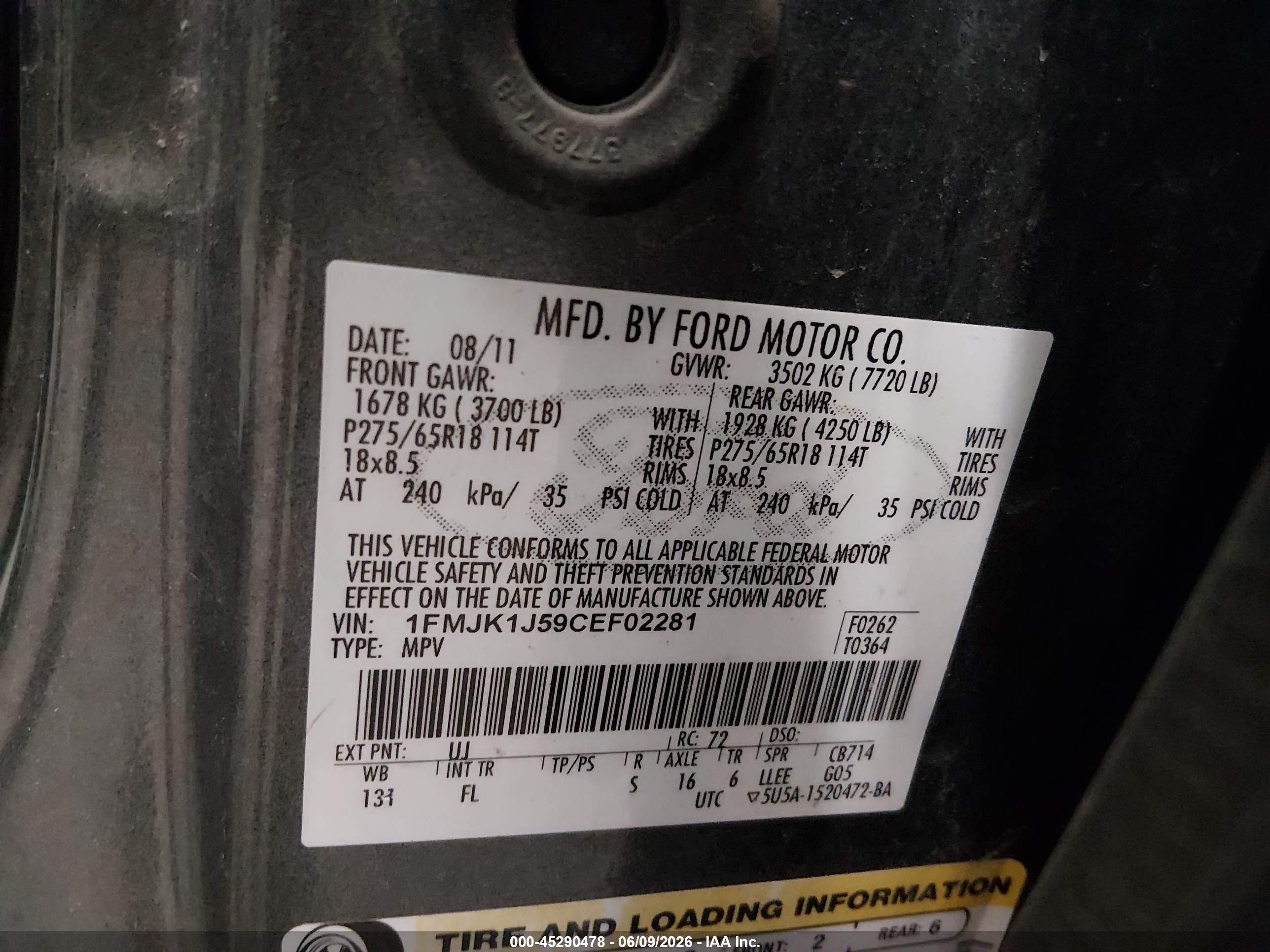 2012 Ford Expedition El Xlt Gray vin: 1FMJK1J59CEF02281