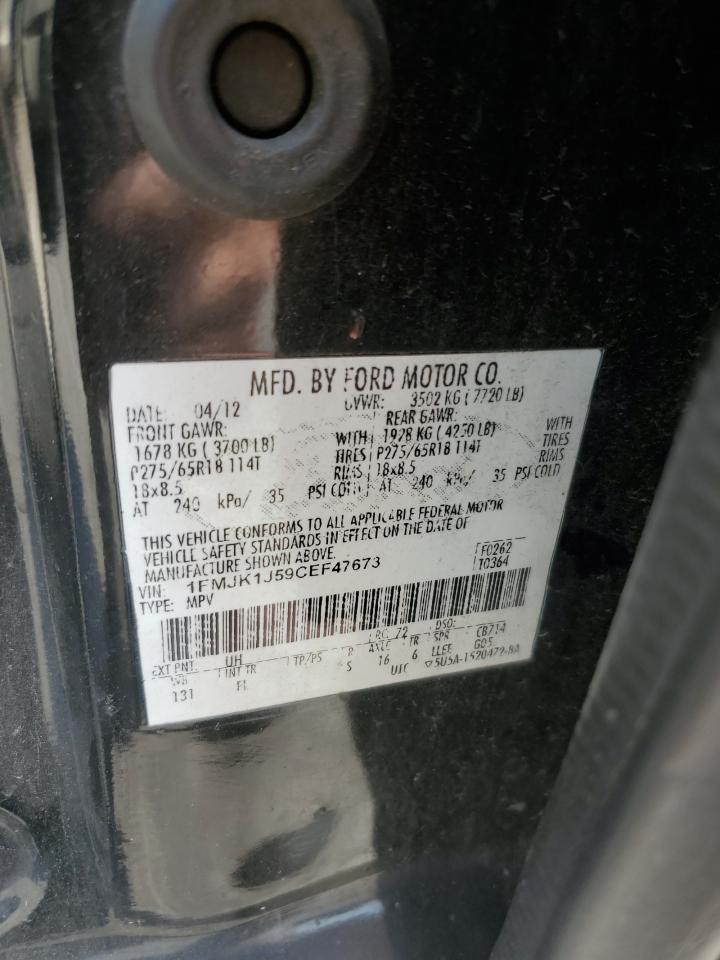 2012 Ford Expedition El Xlt Black vin: 1FMJK1J59CEF47673