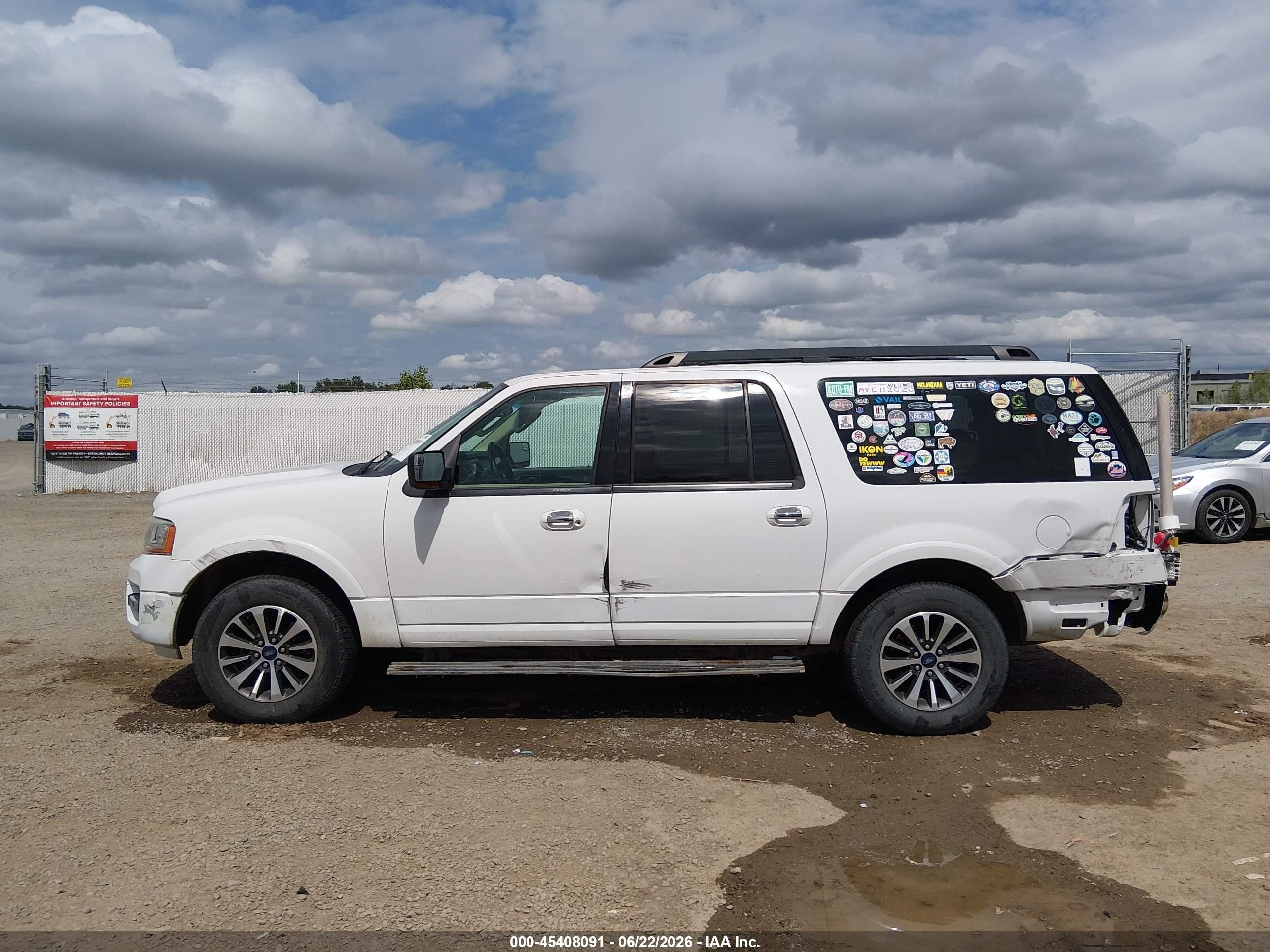 2015 Ford Expedition El Xlt White vin: 1FMJK1JT1FEF15416