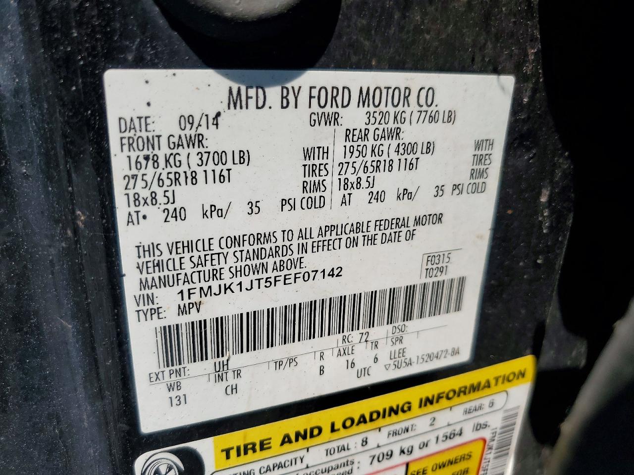 2015 Ford Expedition El Xlt Black vin: 1FMJK1JT5FEF07142