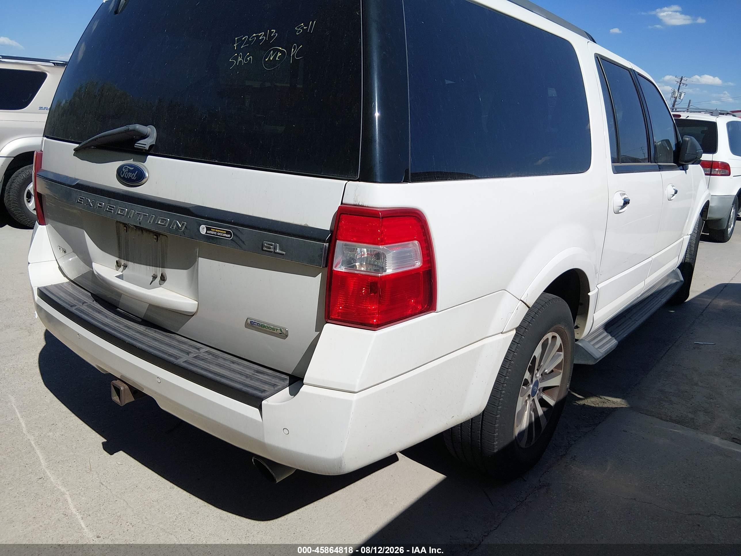 2015 Ford Expedition El Xlt White vin: 1FMJK1JT8FEF25313