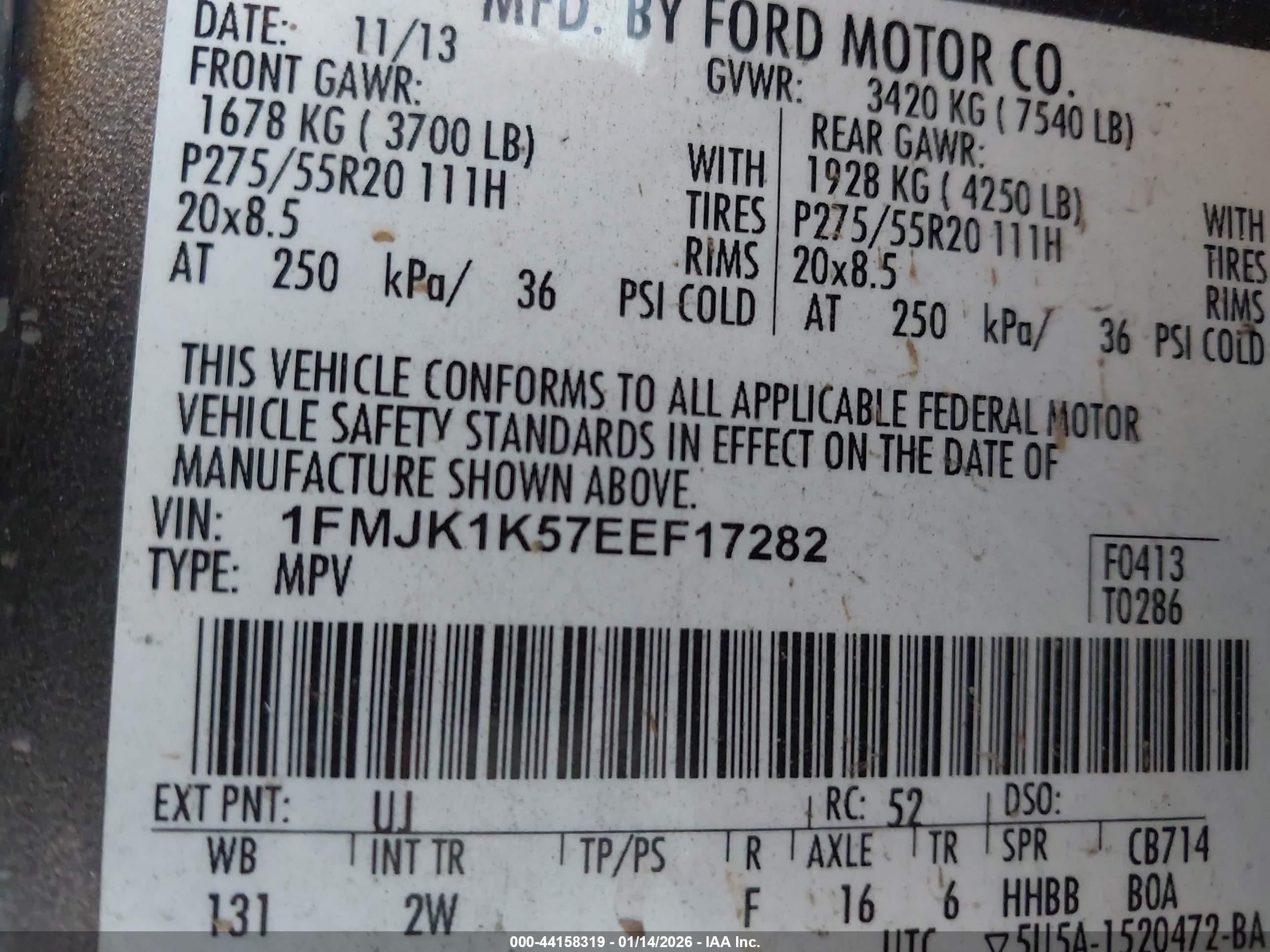 2014 Ford Expedition El Limited Gray vin: 1FMJK1K57EEF17282