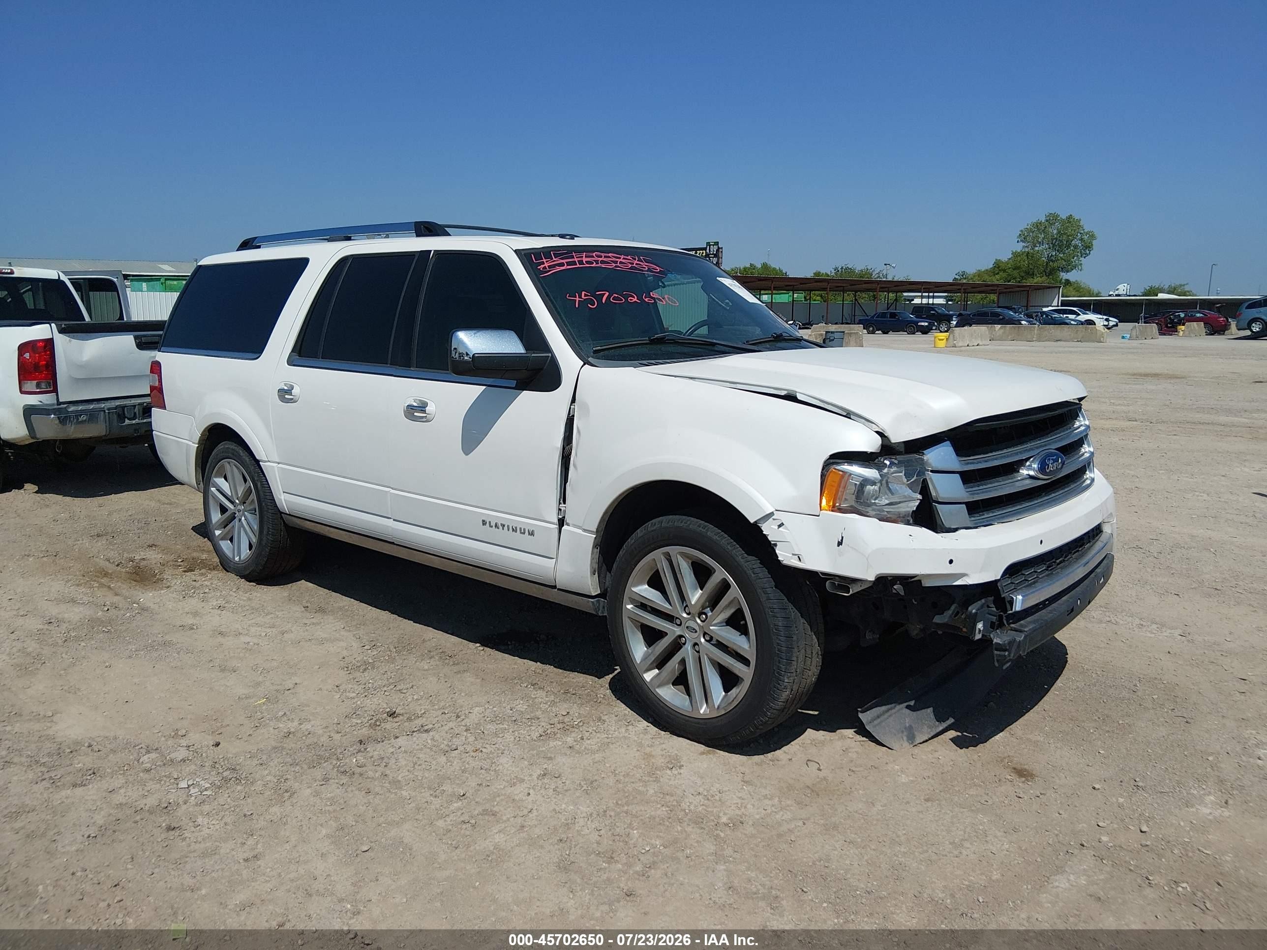 2015 Ford Expedition El Platinum White vin: 1FMJK1LT0FEF35136