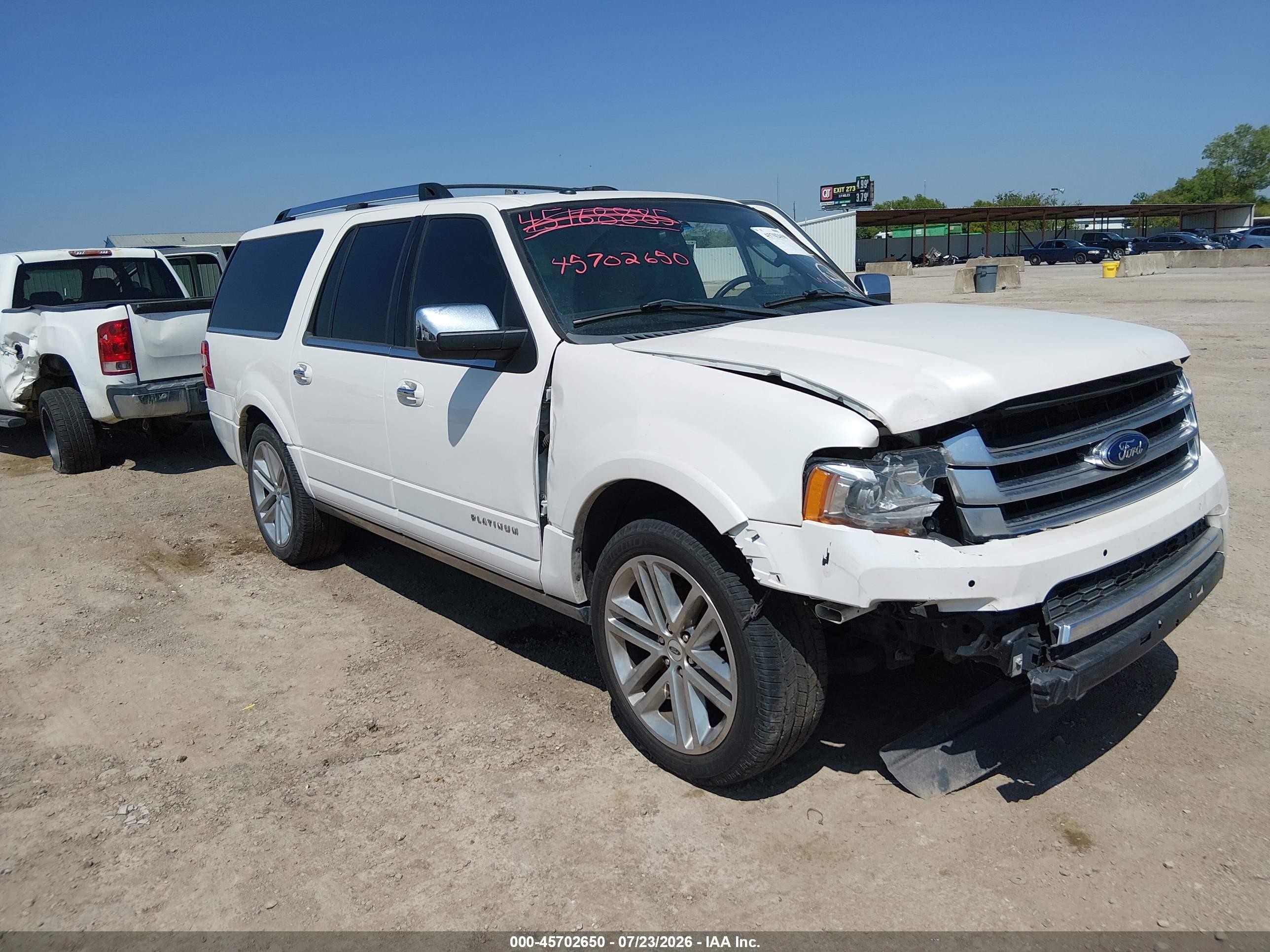2015 Ford Expedition El Platinum White vin: 1FMJK1LT0FEF35136