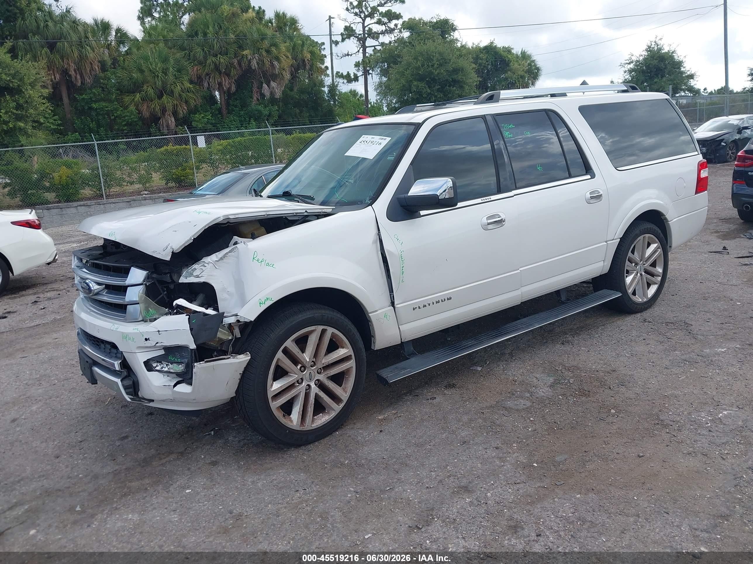 2015 Ford Expedition El Platinum White vin: 1FMJK1LT7FEF31505