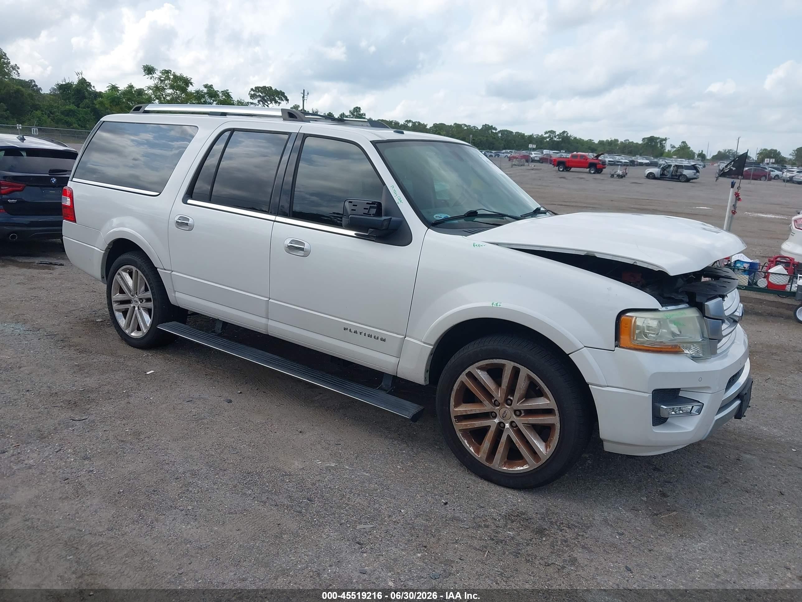2015 Ford Expedition El Platinum White vin: 1FMJK1LT7FEF31505