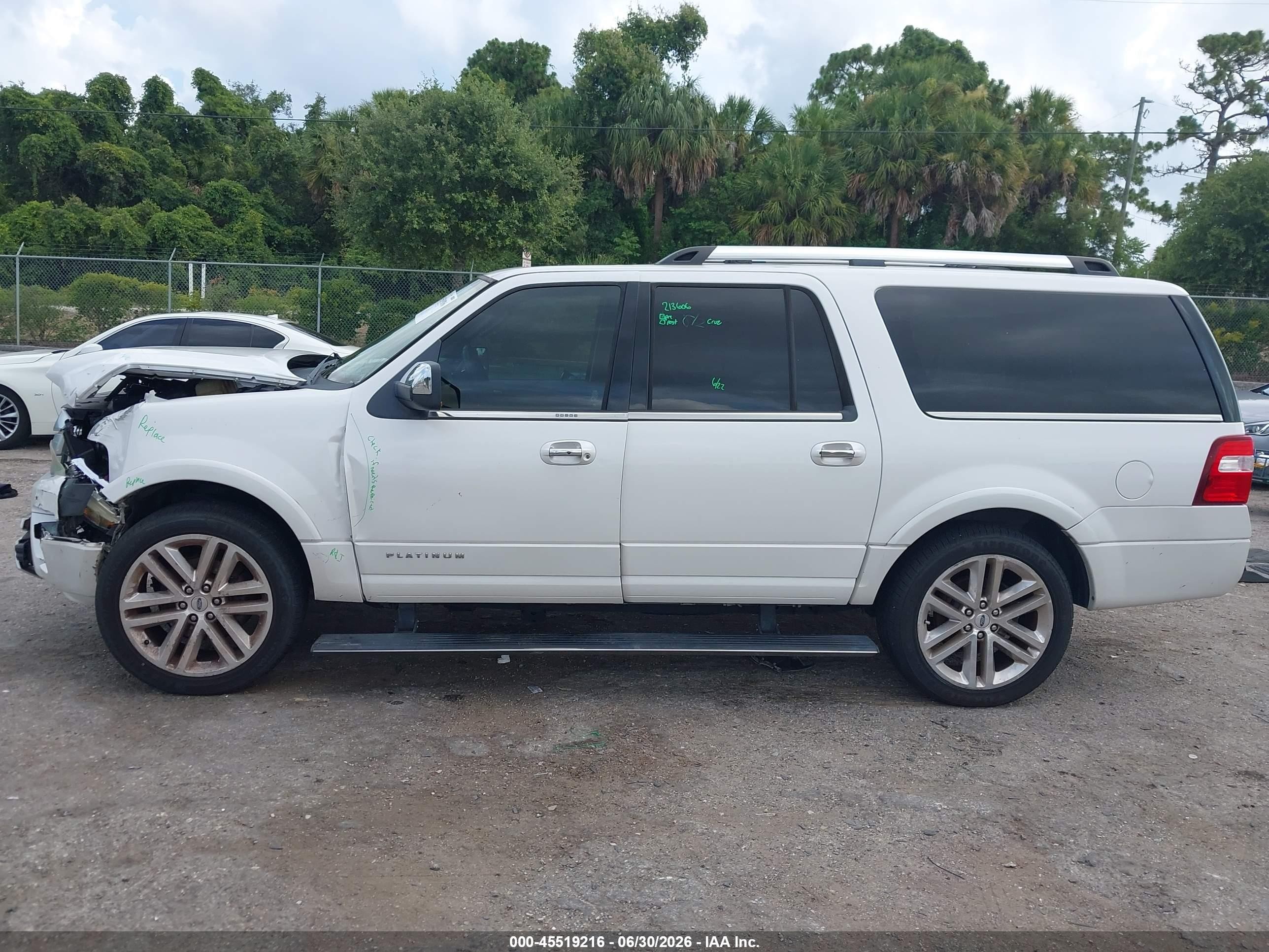2015 Ford Expedition El Platinum White vin: 1FMJK1LT7FEF31505