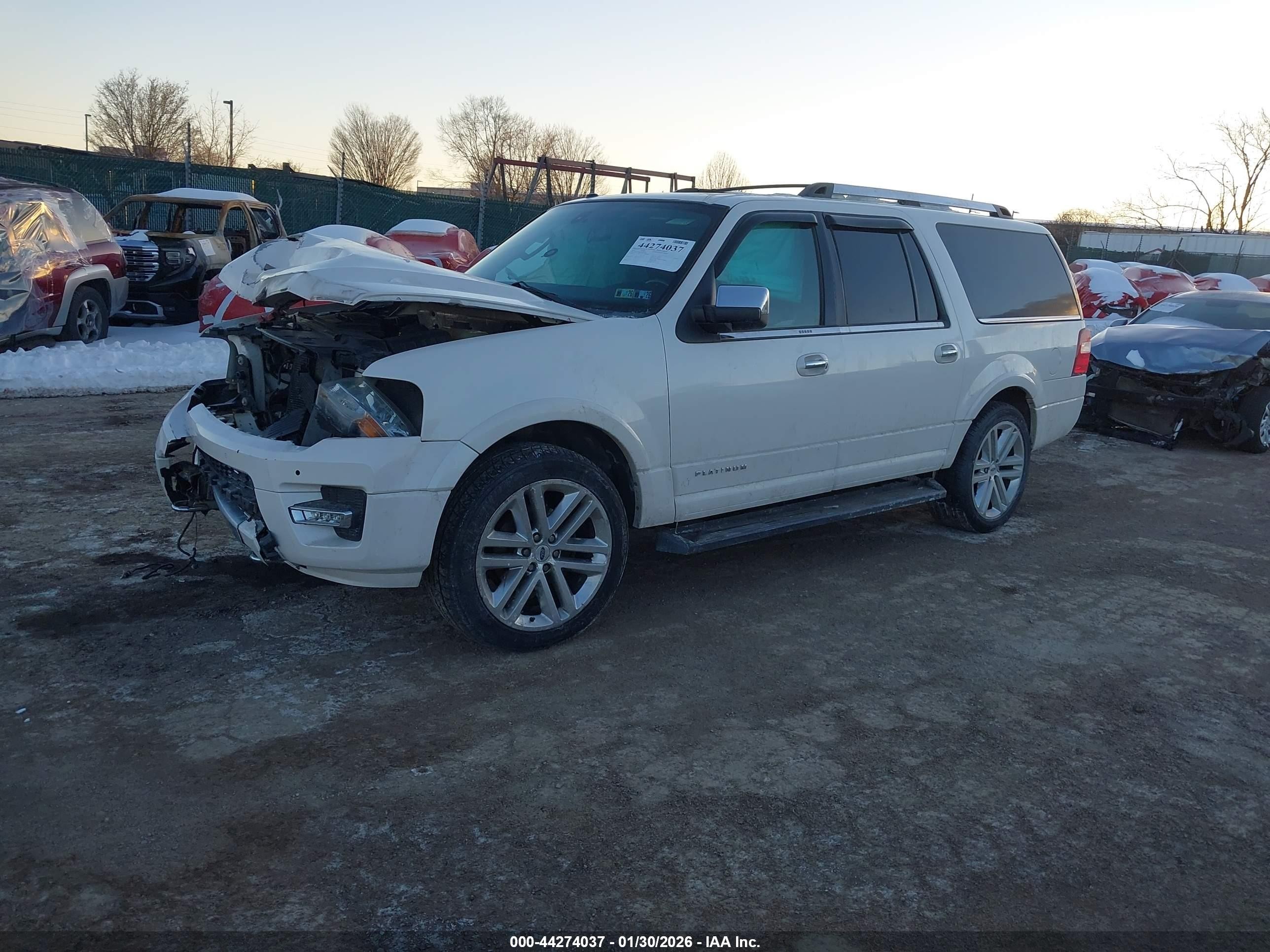 2015 Ford Expedition Max Platinum White vin: 1FMJK1MT8FEF41295