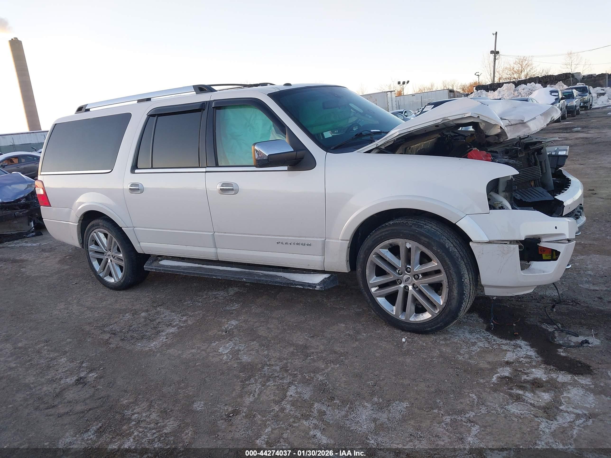 2015 Ford Expedition Max Platinum White vin: 1FMJK1MT8FEF41295