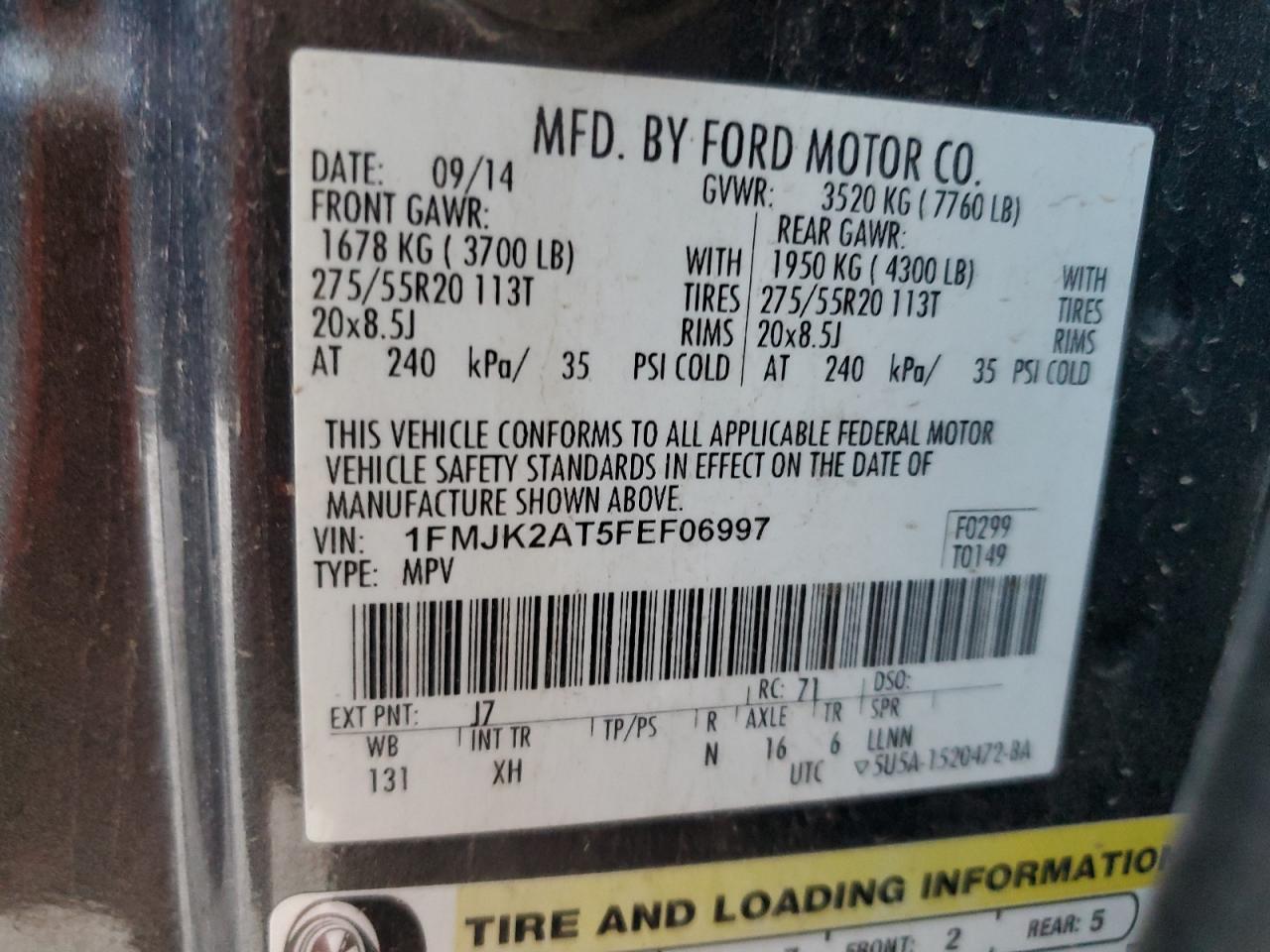 2015 Ford Expedition El Limited Gray vin: 1FMJK2AT5FEF06997