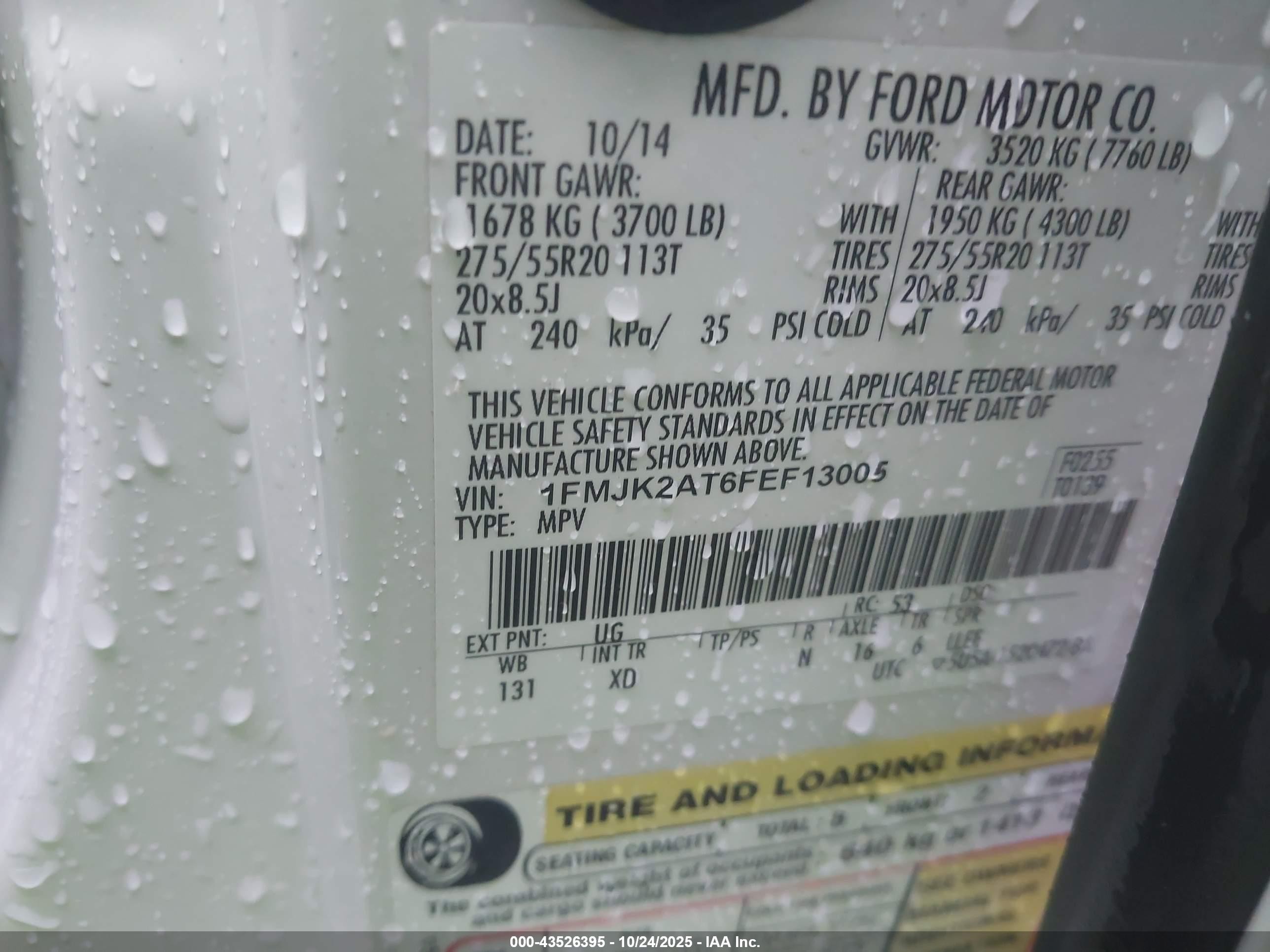 2015 Ford Expedition El Limited White vin: 1FMJK2AT6FEF13005