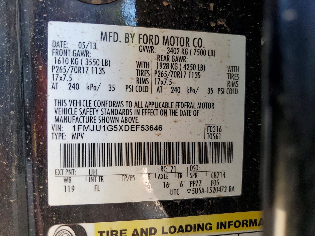 2013 Ford Expedition Xl Black vin: 1FMJU1G5XDEF53646
