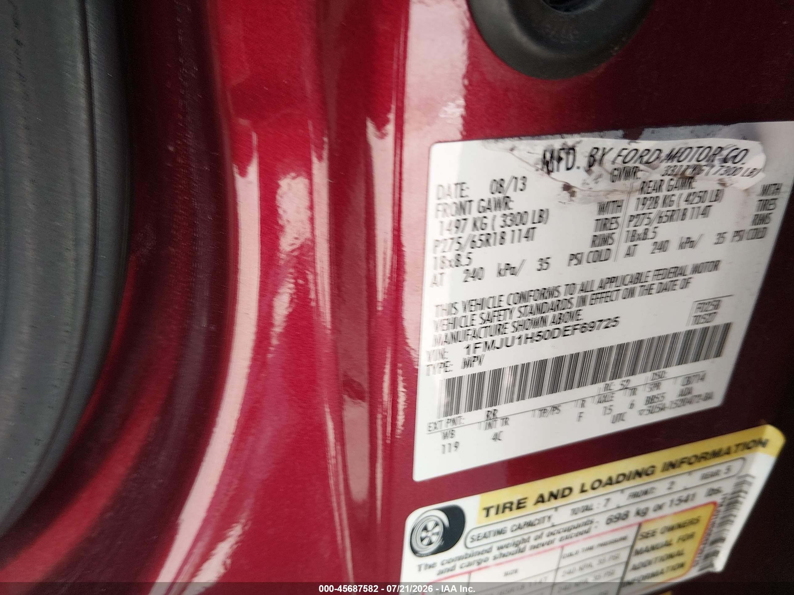 2013 Ford Expedition Xlt Red vin: 1FMJU1H50DEF69725