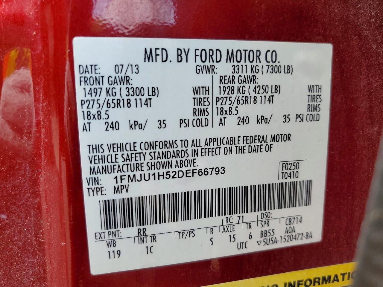 2013 Ford Expedition Xlt Burgundy vin: 1FMJU1H52DEF66793