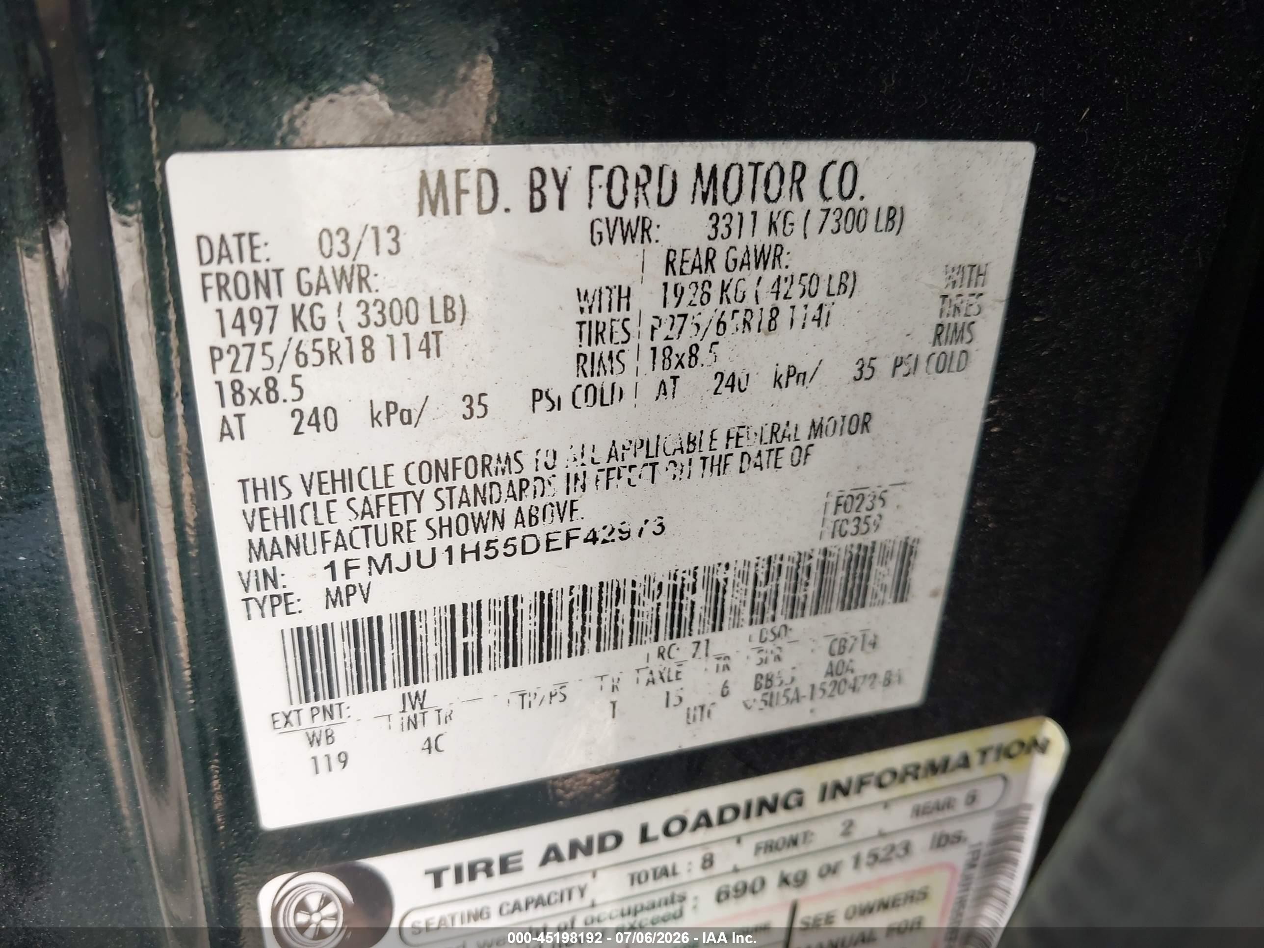 2013 Ford Expedition Xlt Green vin: 1FMJU1H55DEF42973