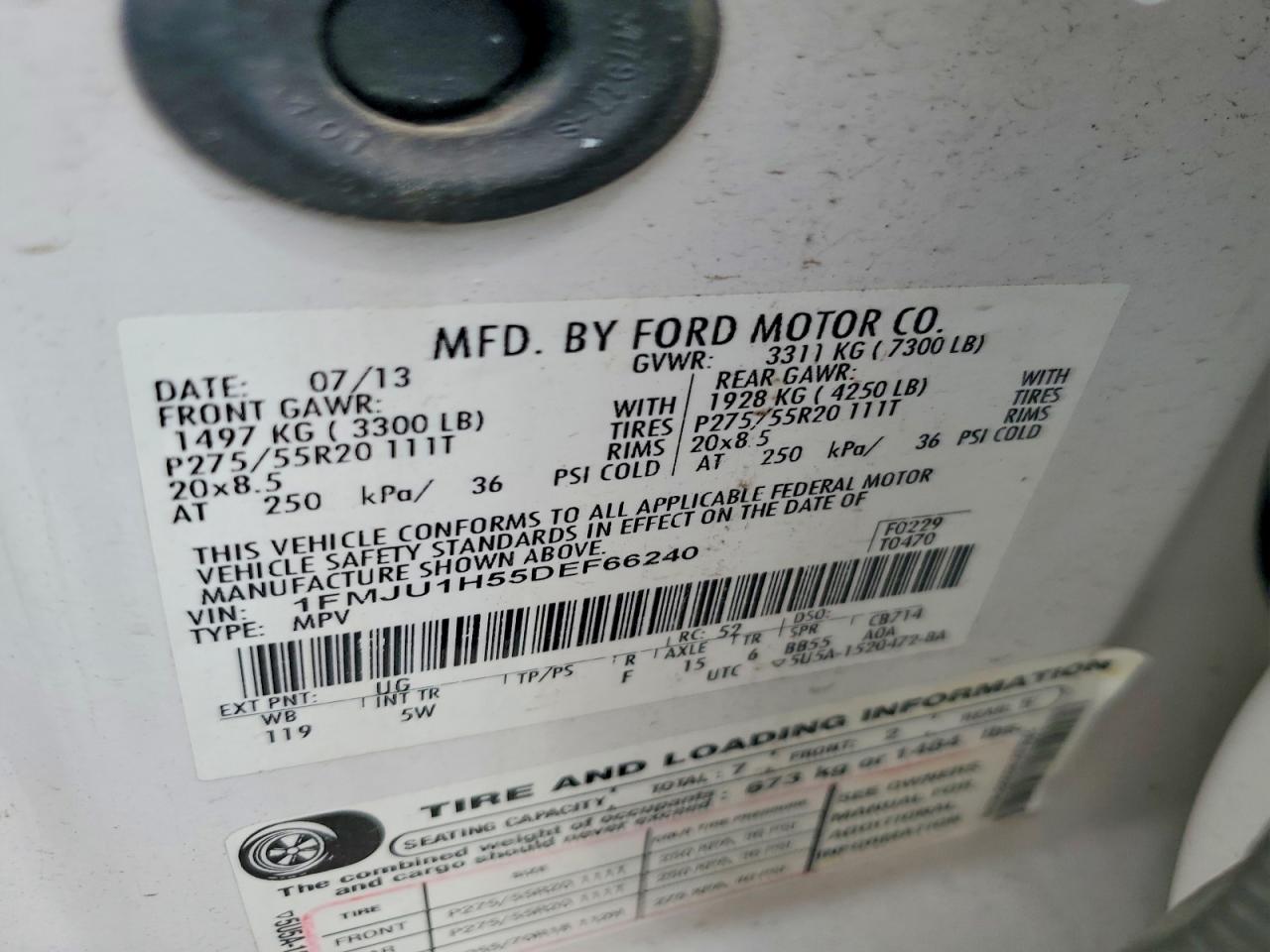 2013 Ford Expedition Xlt Белый vin: 1FMJU1H55DEF66240