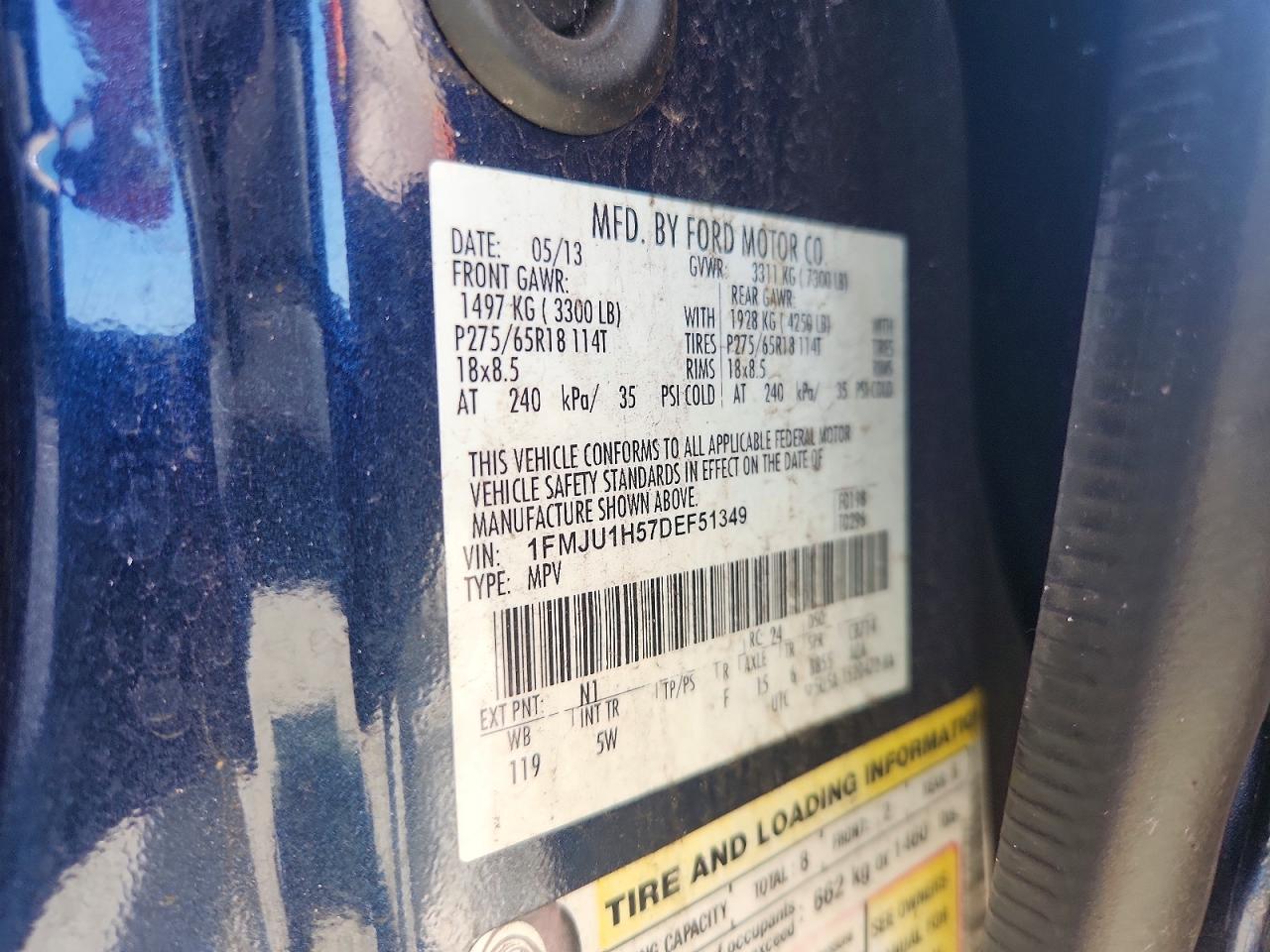 2013 Ford Expedition Xlt Blue vin: 1FMJU1H57DEF51349
