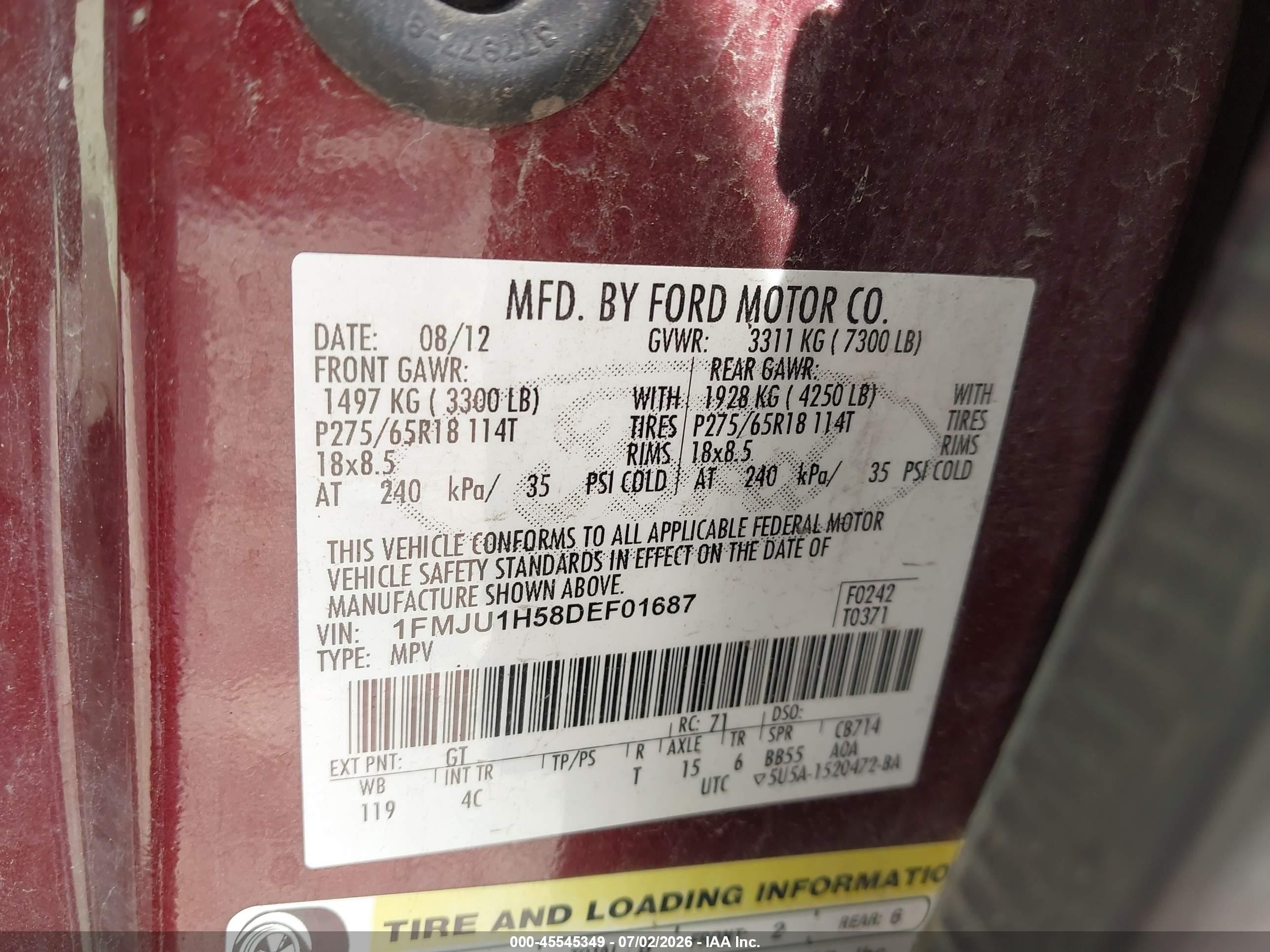 2013 Ford Expedition King Ranch/xlt Burgundy vin: 1FMJU1H58DEF01687