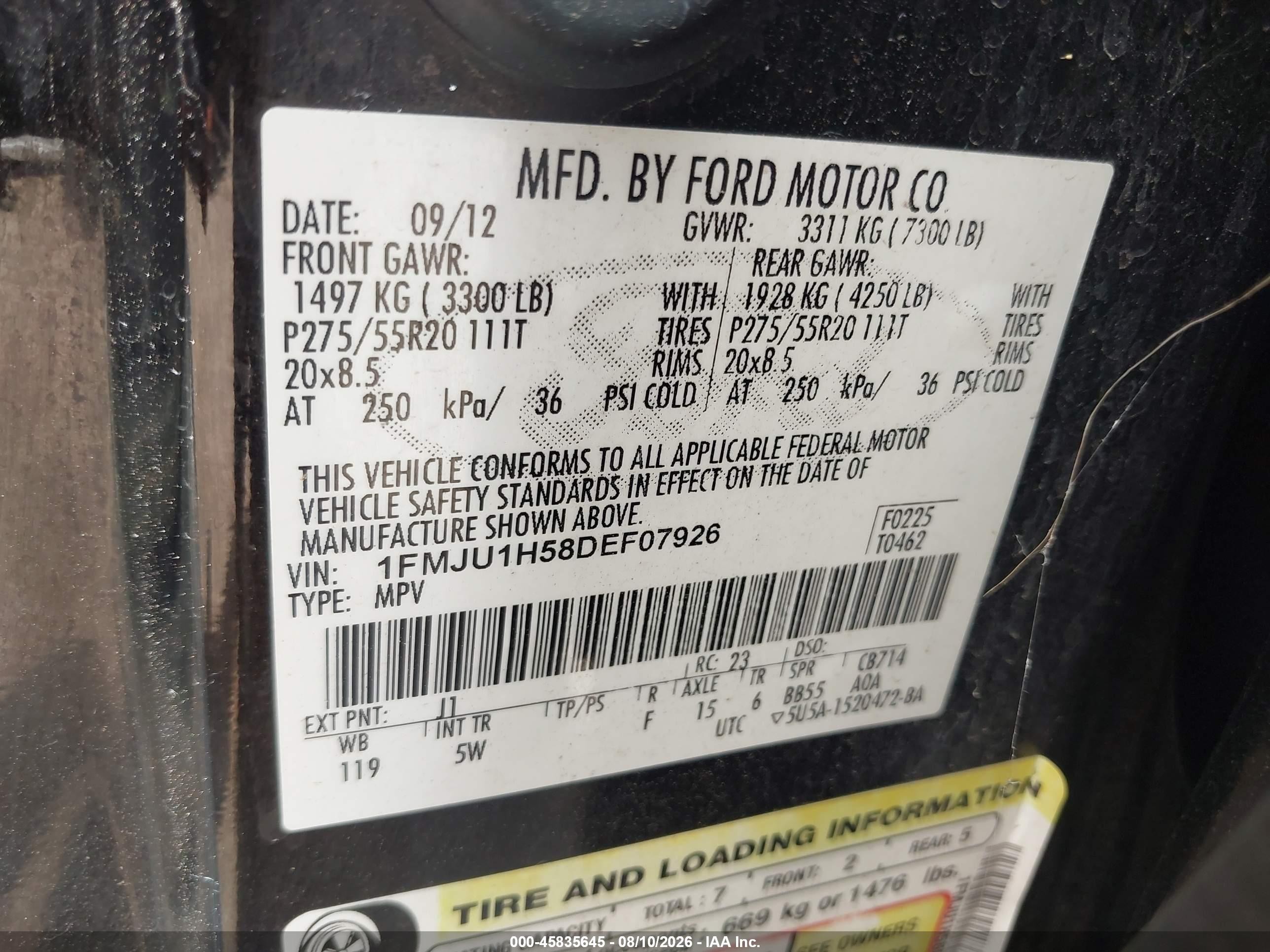 2013 Ford Expedition King Ranch Black vin: 1FMJU1H58DEF07926