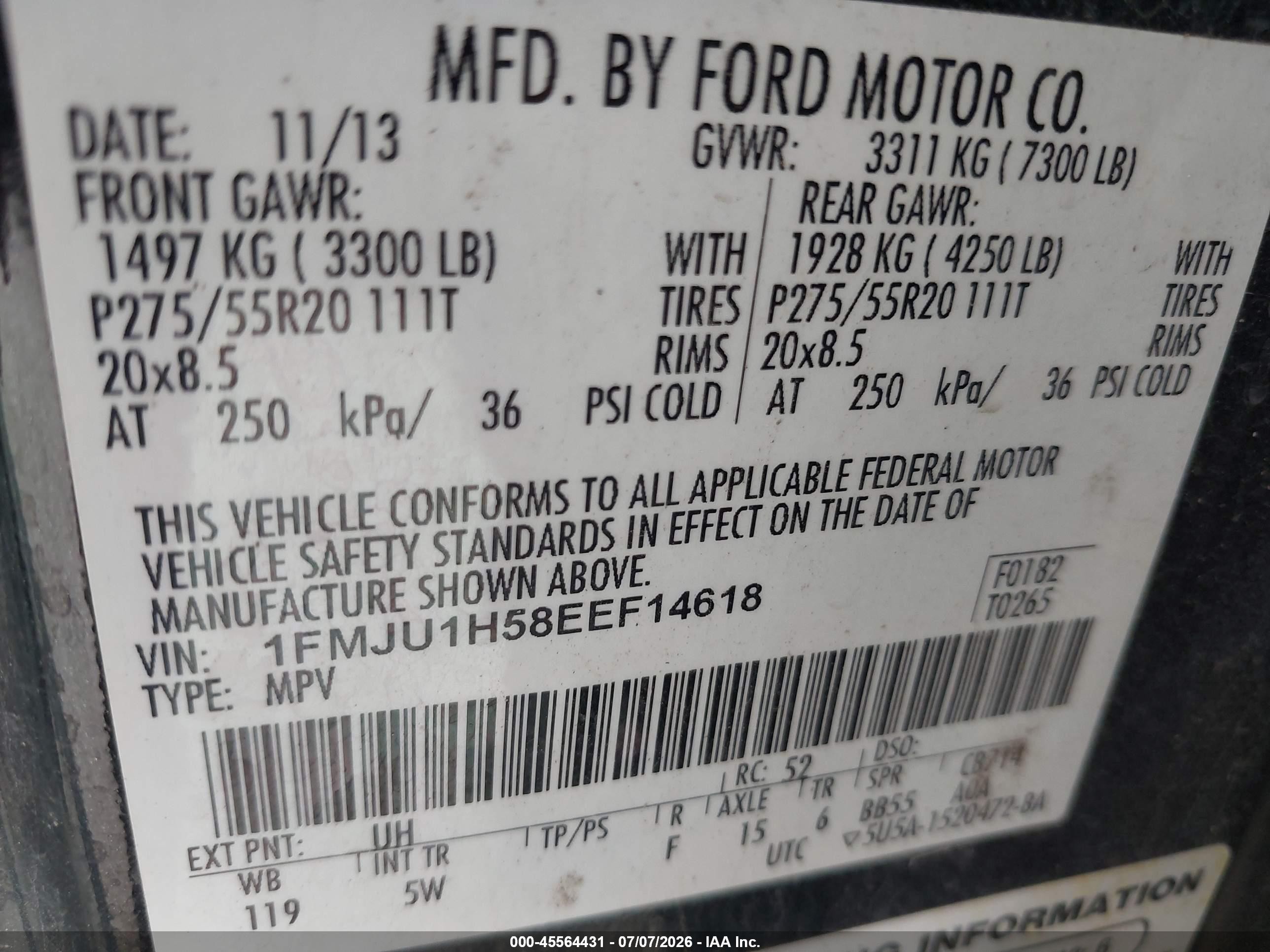 2014 Ford Expedition King Ranch Black vin: 1FMJU1H58EEF14618
