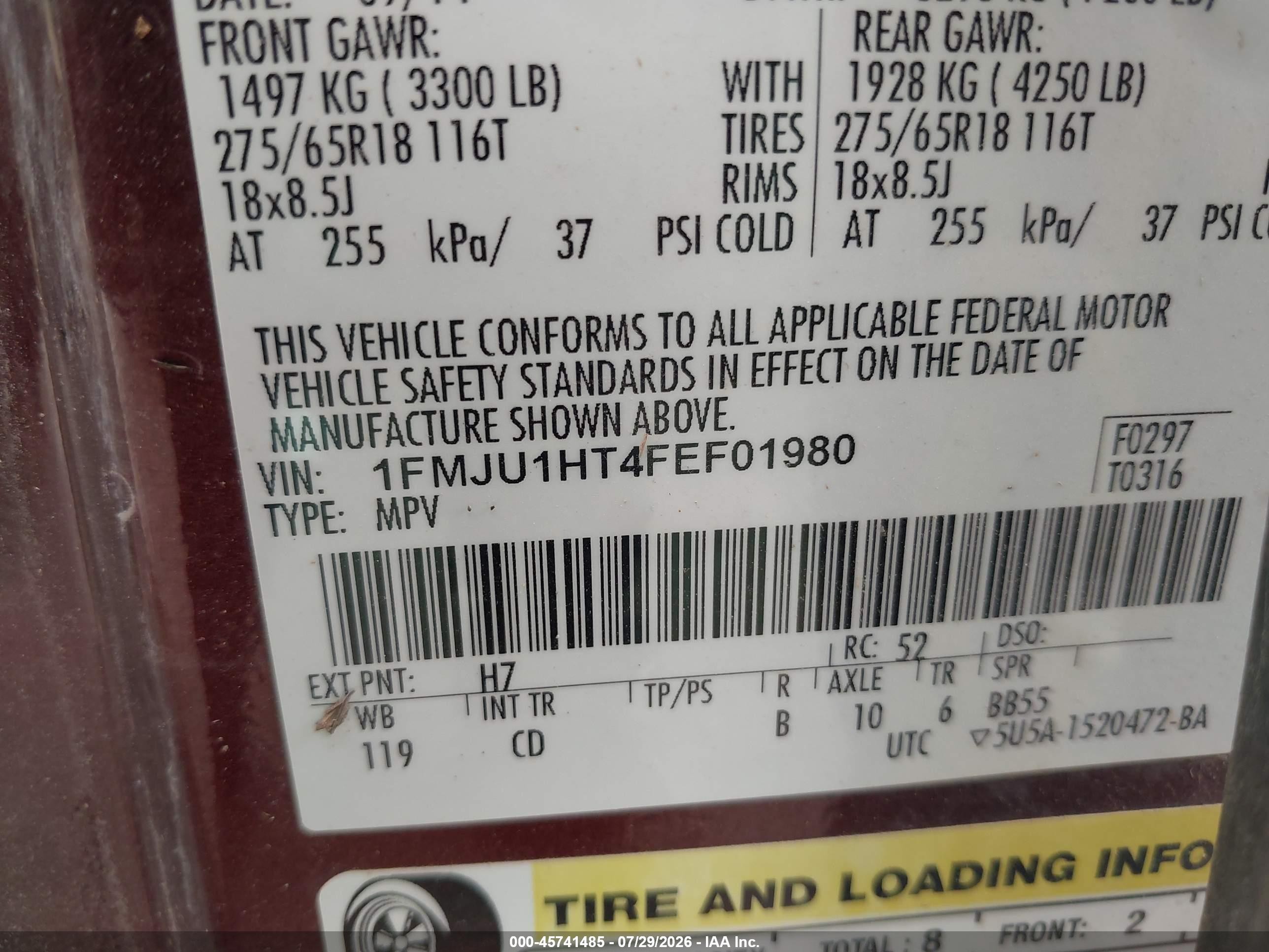 2015 Ford Expedition Xlt Maroon vin: 1FMJU1HT4FEF01980