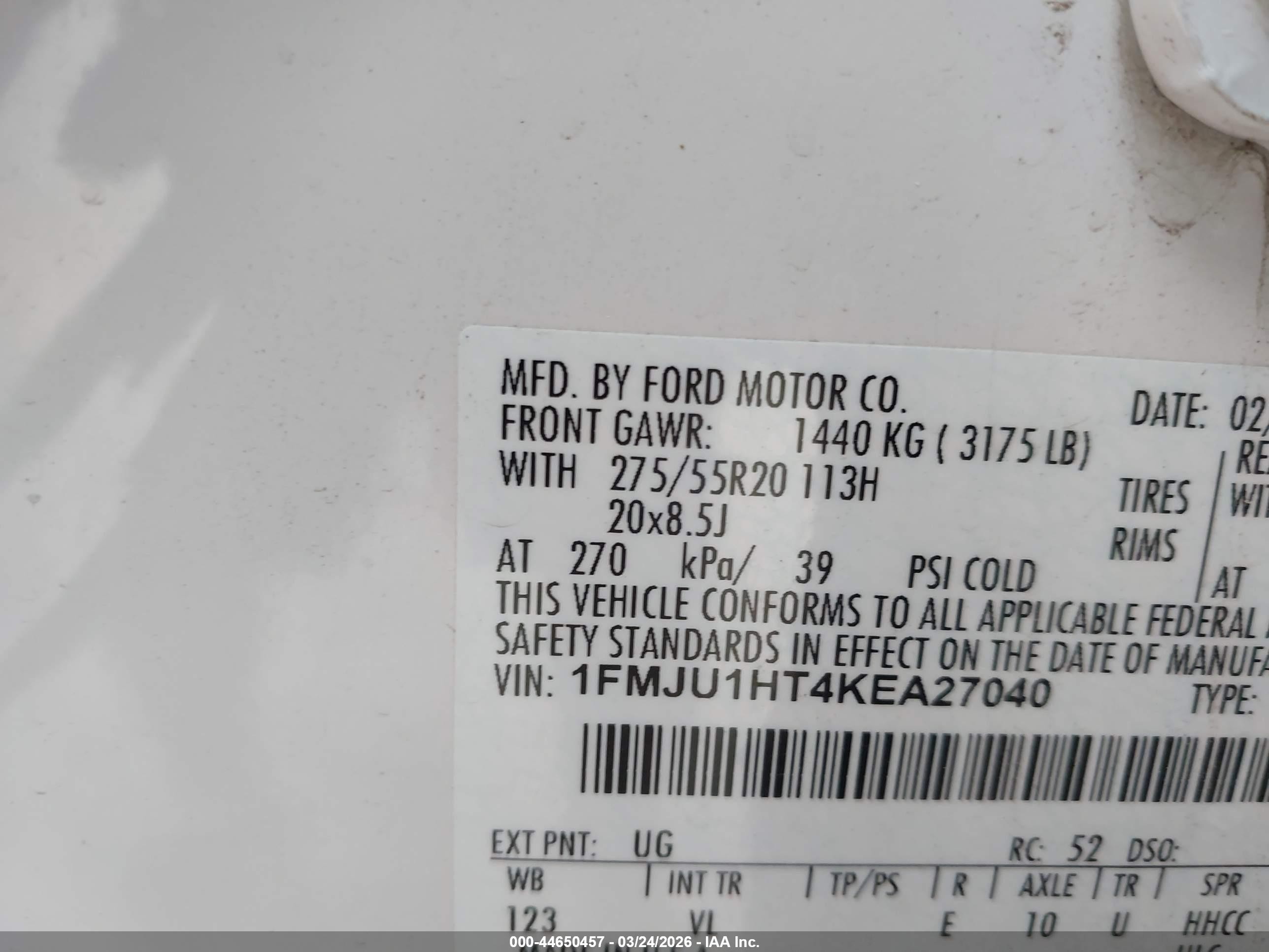2019 Ford Expedition Xlt White vin: 1FMJU1HT4KEA27040