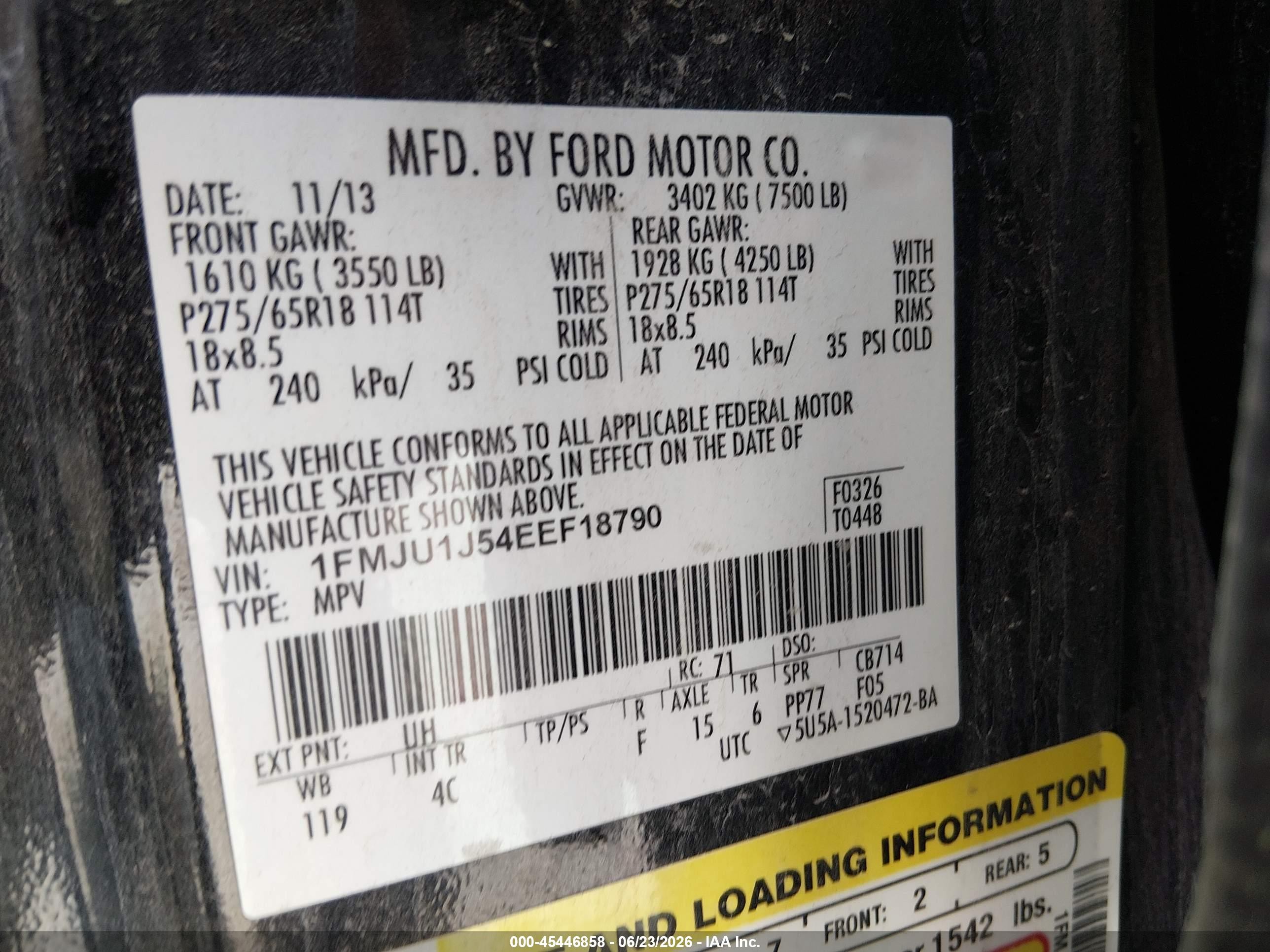 2014 Ford Expedition Xlt Черный vin: 1FMJU1J54EEF18790