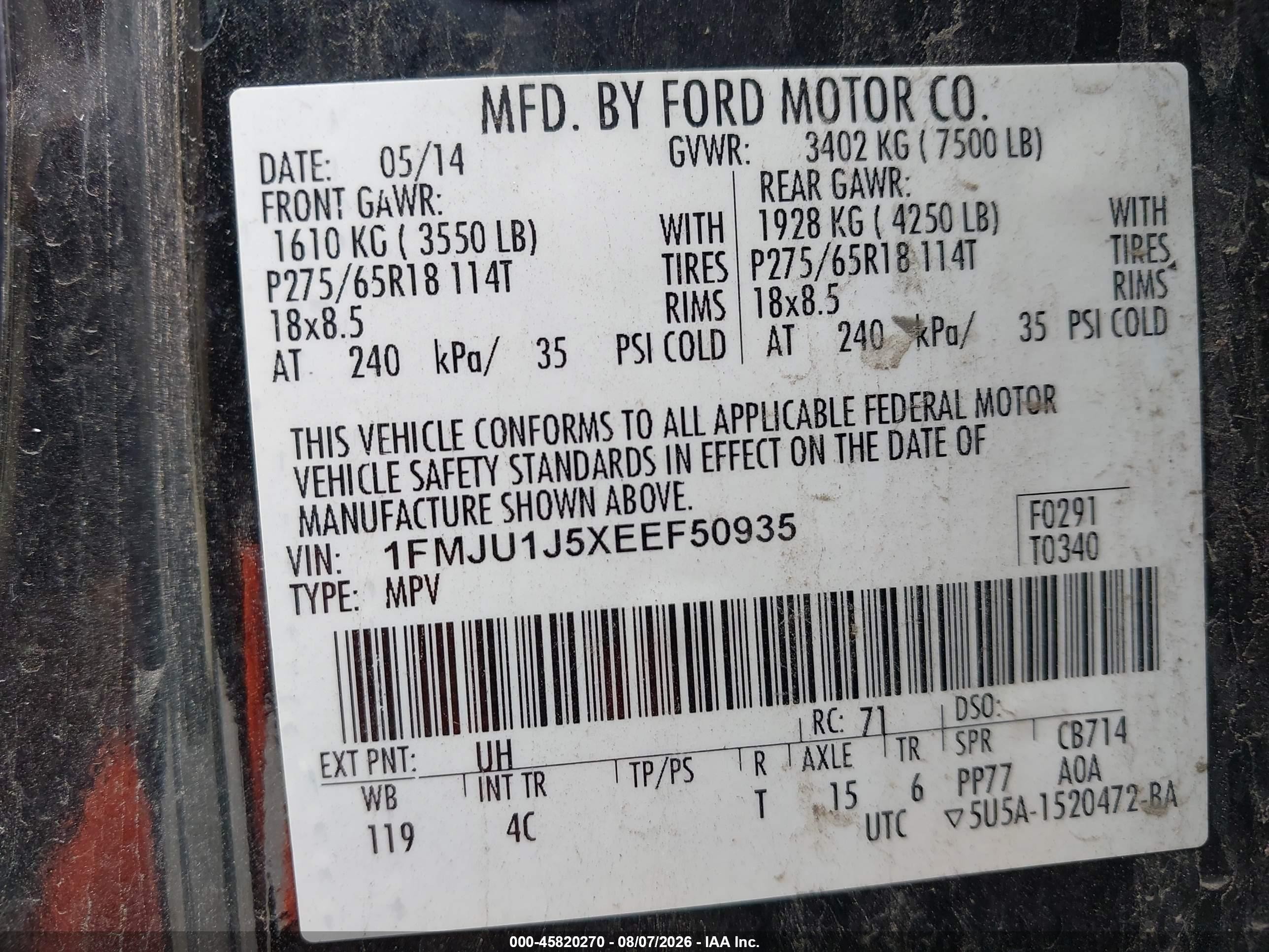 2014 Ford Expedition Xlt Black vin: 1FMJU1J5XEEF50935