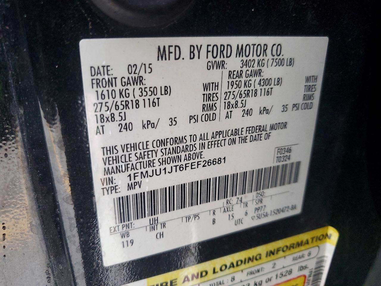 2015 Ford Expedition Xlt Black vin: 1FMJU1JT6FEF26681