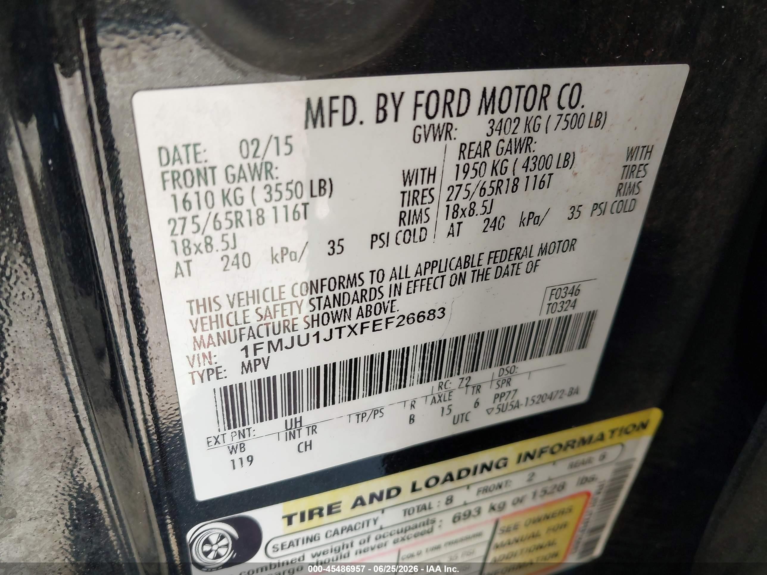 2015 Ford Expedition Xlt Black vin: 1FMJU1JTXFEF26683