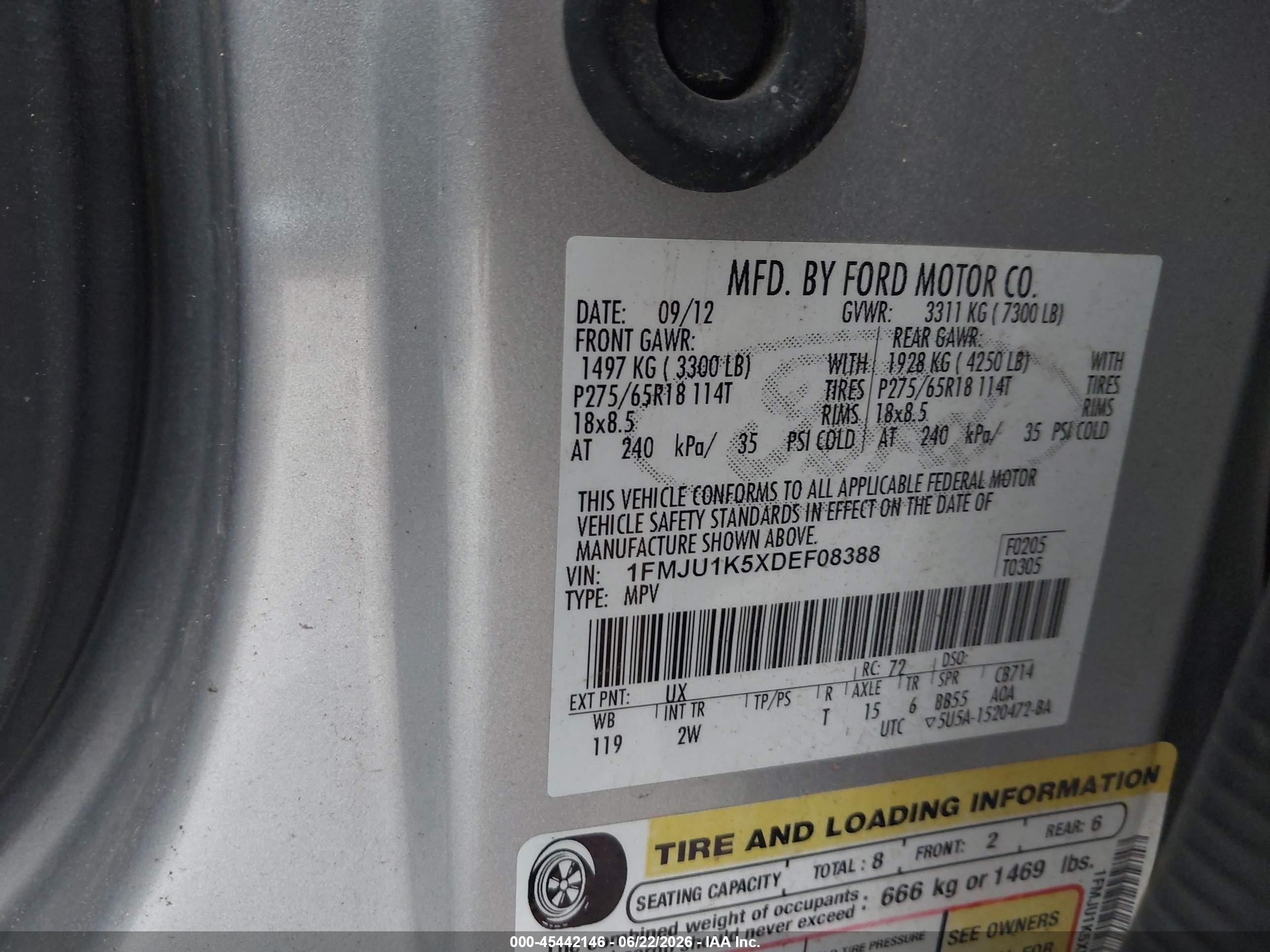 2013 Ford Expedition Limited Silver vin: 1FMJU1K5XDEF08388