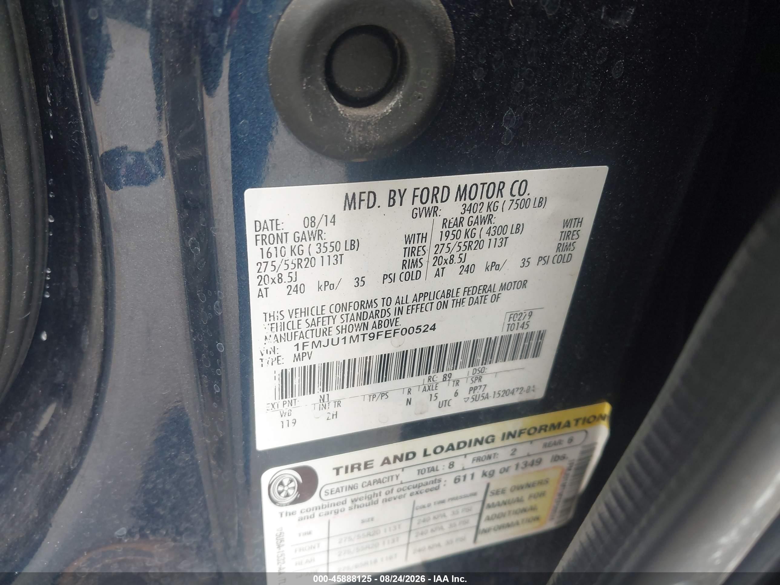 2015 Ford Expedition Platinum Blue vin: 1FMJU1MT9FEF00524