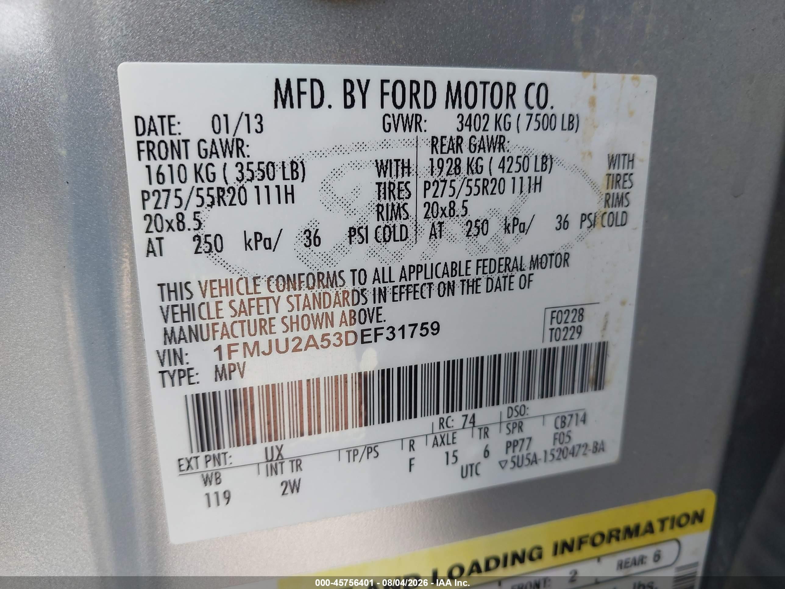 2013 Ford Expedition Limited Silver vin: 1FMJU2A53DEF31759