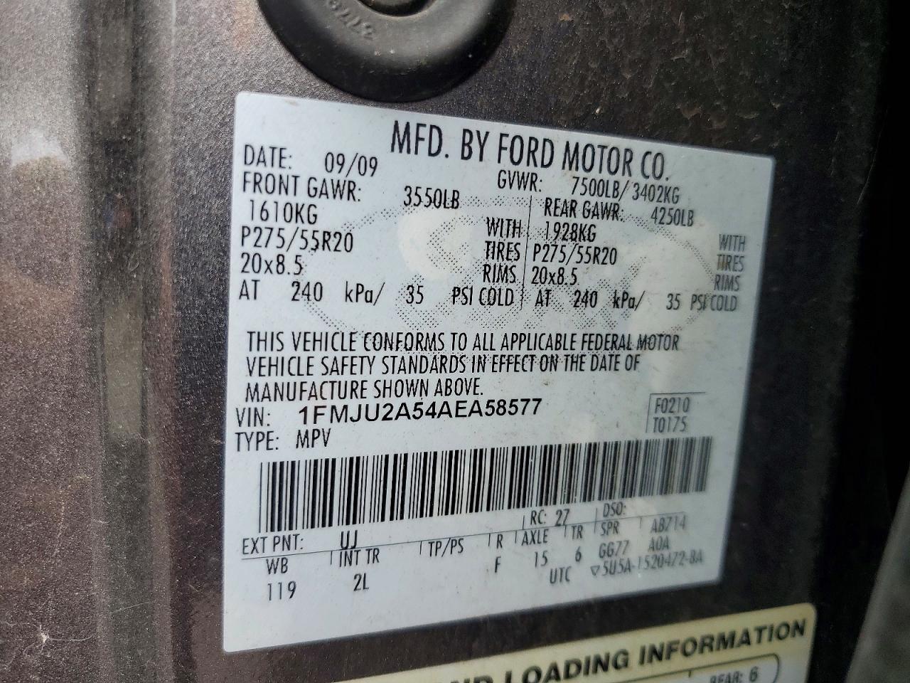 2010 Ford Expedition Limited Gray vin: 1FMJU2A54AEA58577