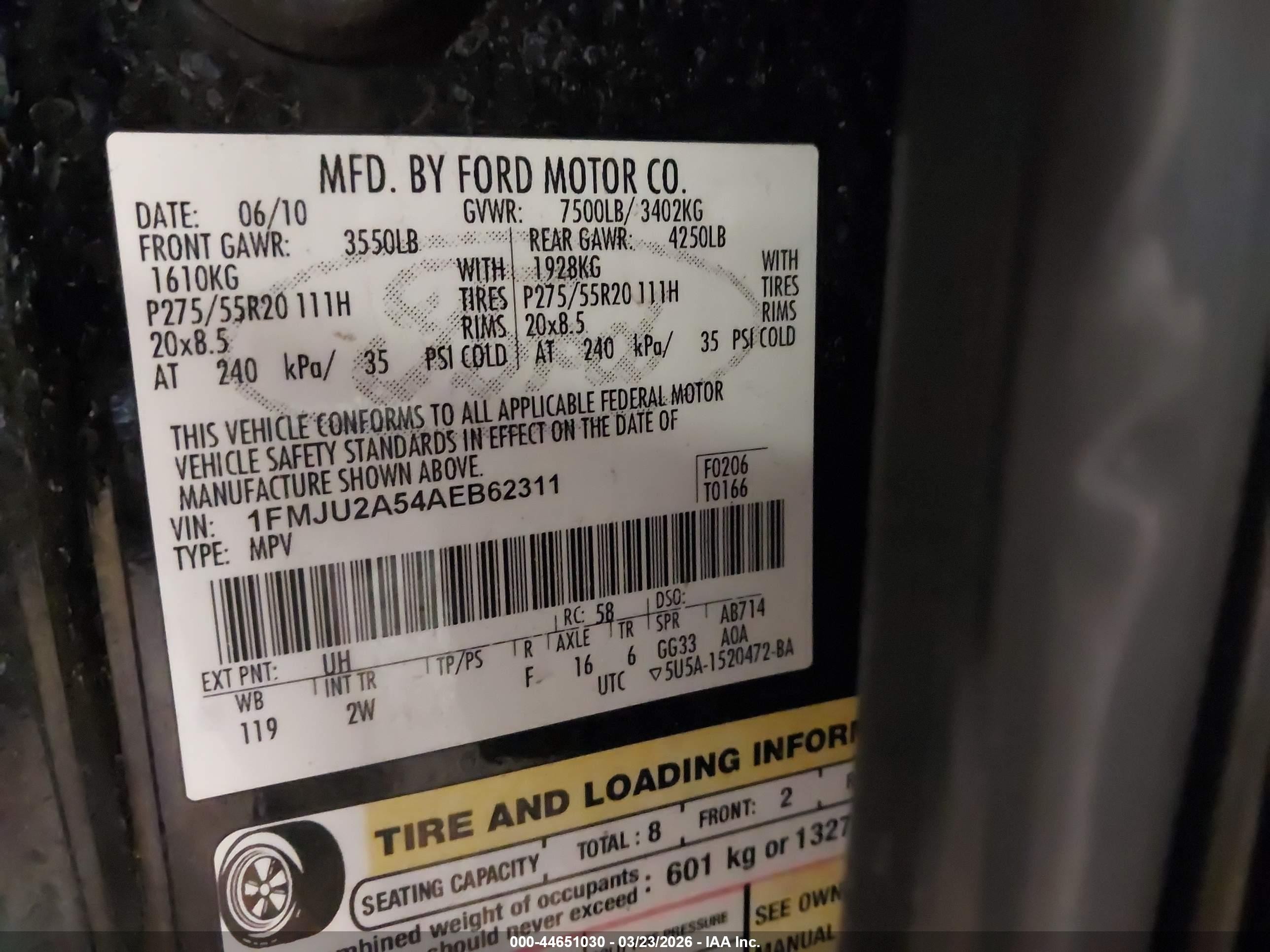 2010 Ford Expedition Limited Black vin: 1FMJU2A54AEB62311