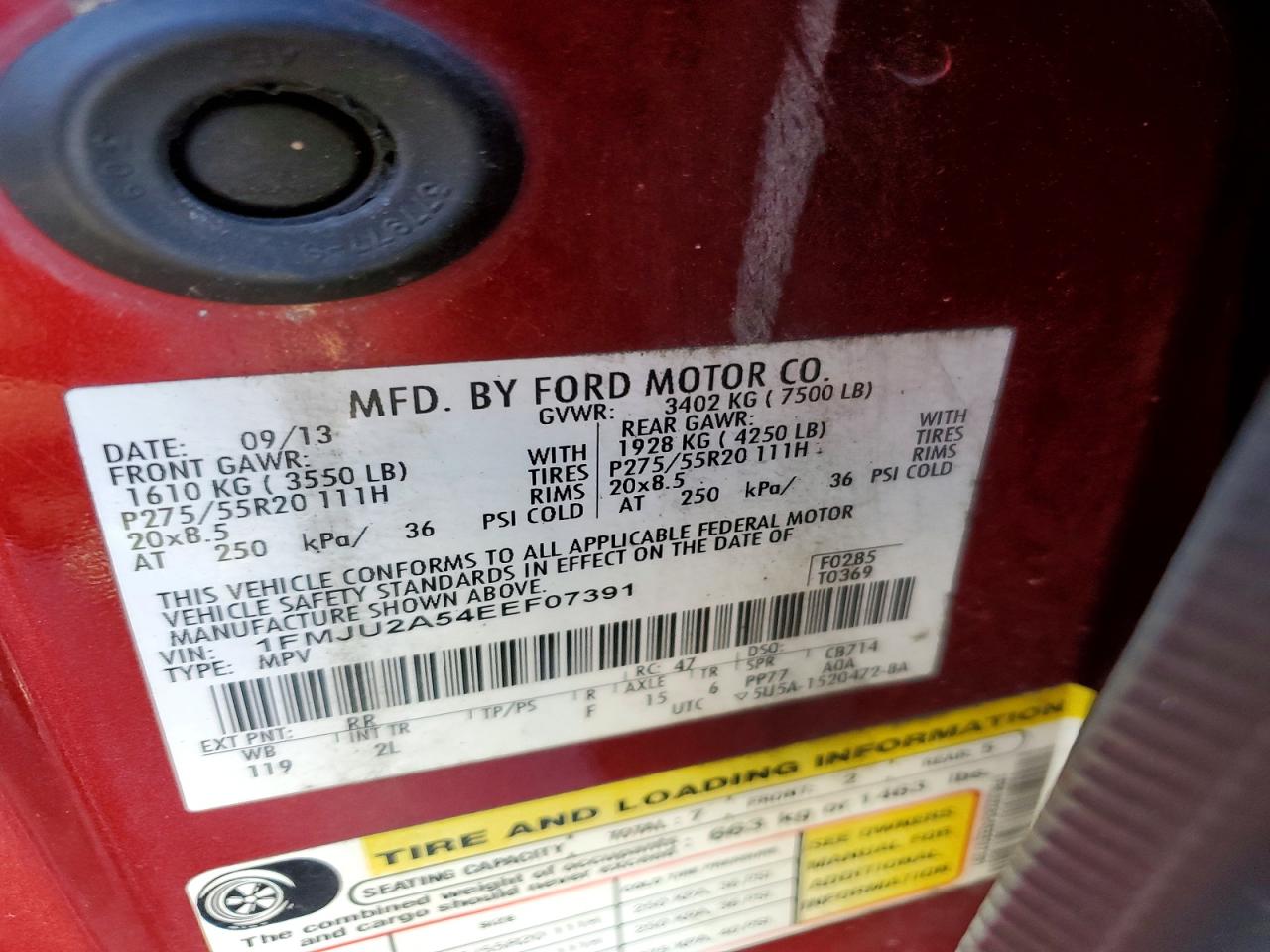 2014 Ford Expedition Limited Burgundy vin: 1FMJU2A54EEF07391