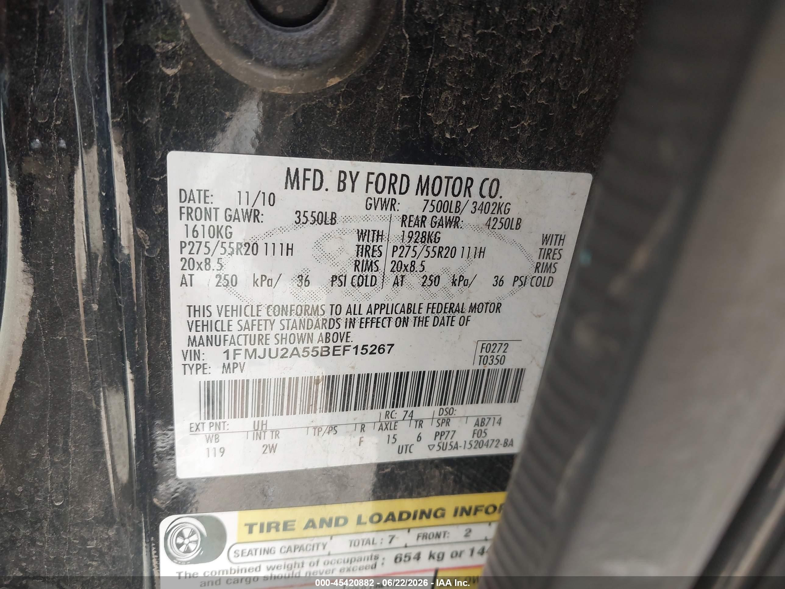 2011 Ford Expedition Limited Черный vin: 1FMJU2A55BEF15267
