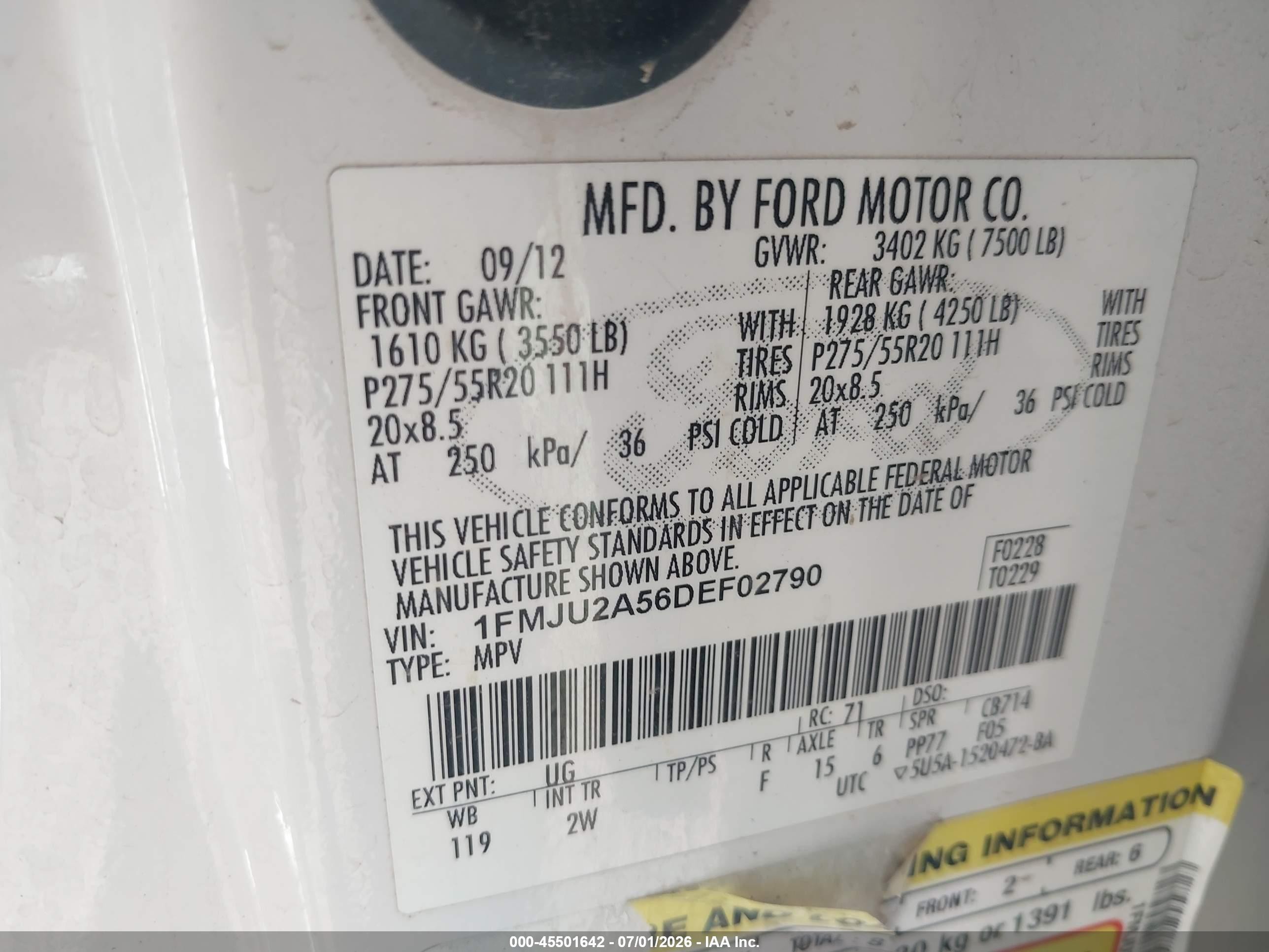 2013 Ford Expedition Limited White vin: 1FMJU2A56DEF02790
