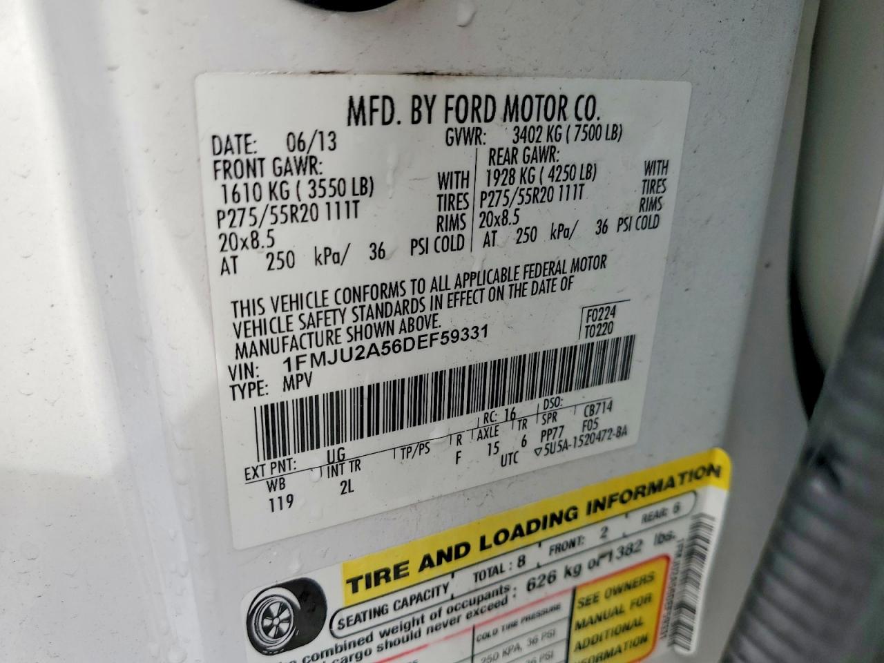 2013 Ford Expedition Limited White vin: 1FMJU2A56DEF59331