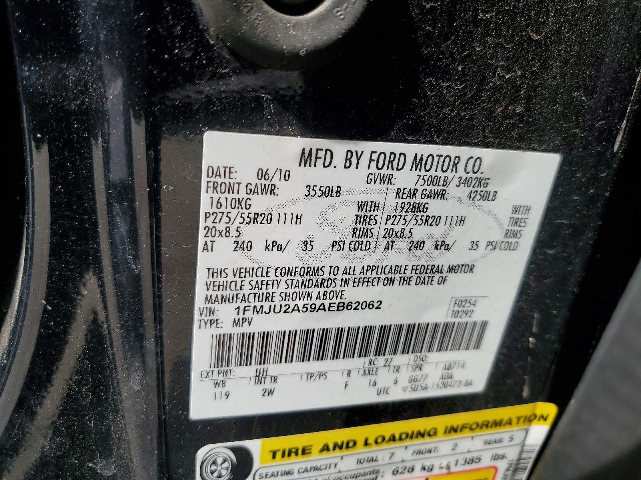 2010 Ford Expedition Limited Black vin: 1FMJU2A59AEB62062