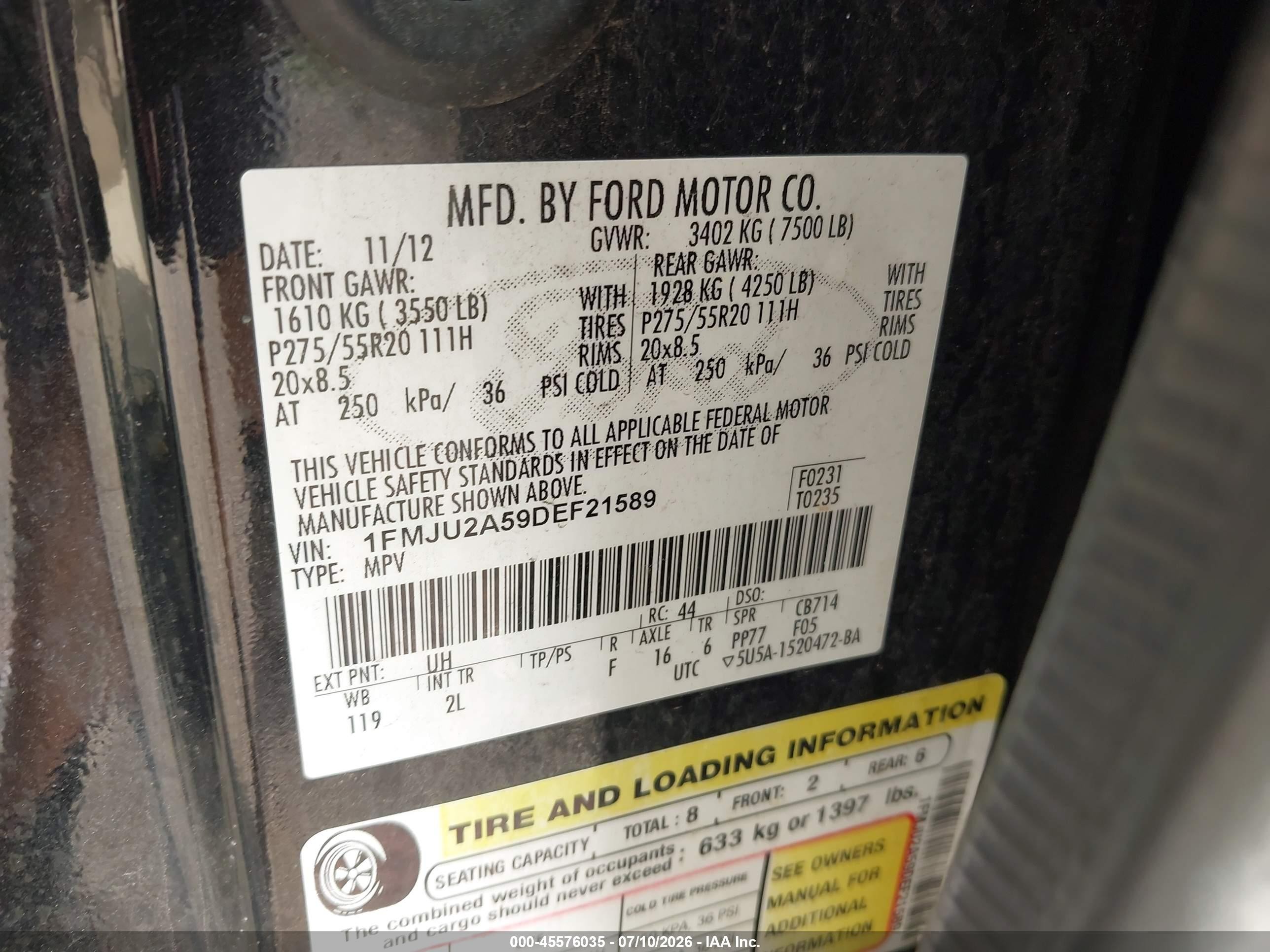 2013 Ford Expedition Limited Black vin: 1FMJU2A59DEF21589