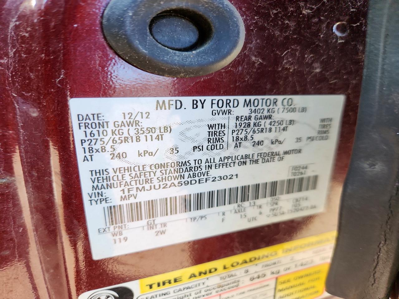 2013 Ford Expedition Limited Burgundy vin: 1FMJU2A59DEF23021