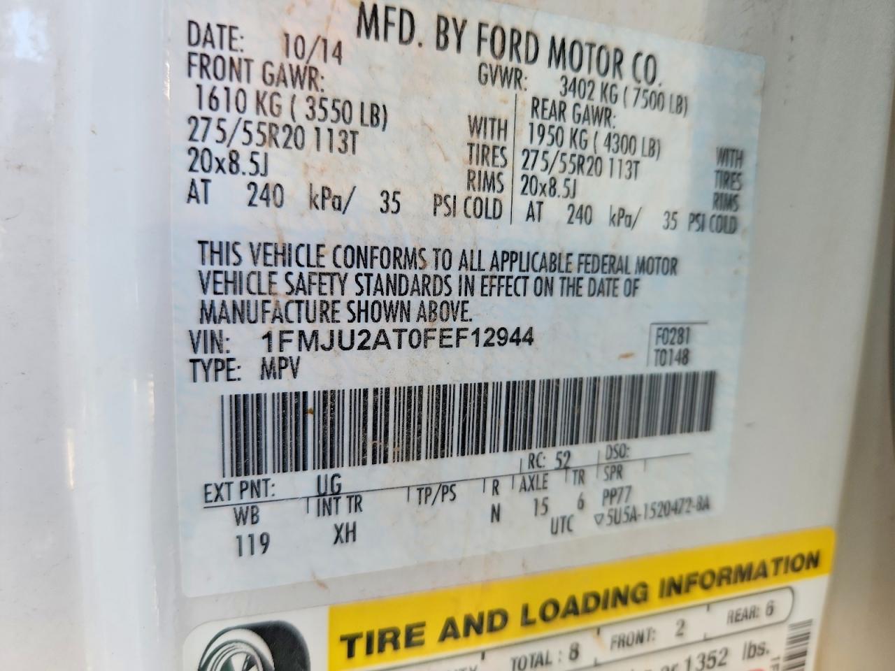 2015 Ford Expedition Limited White vin: 1FMJU2AT0FEF12944