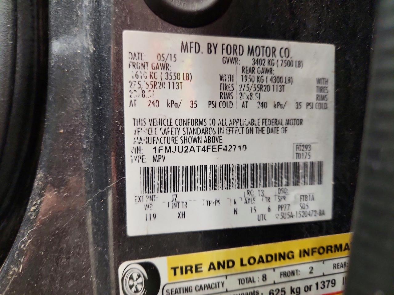 2015 Ford Expedition Limited Gray vin: 1FMJU2AT4FEF42710