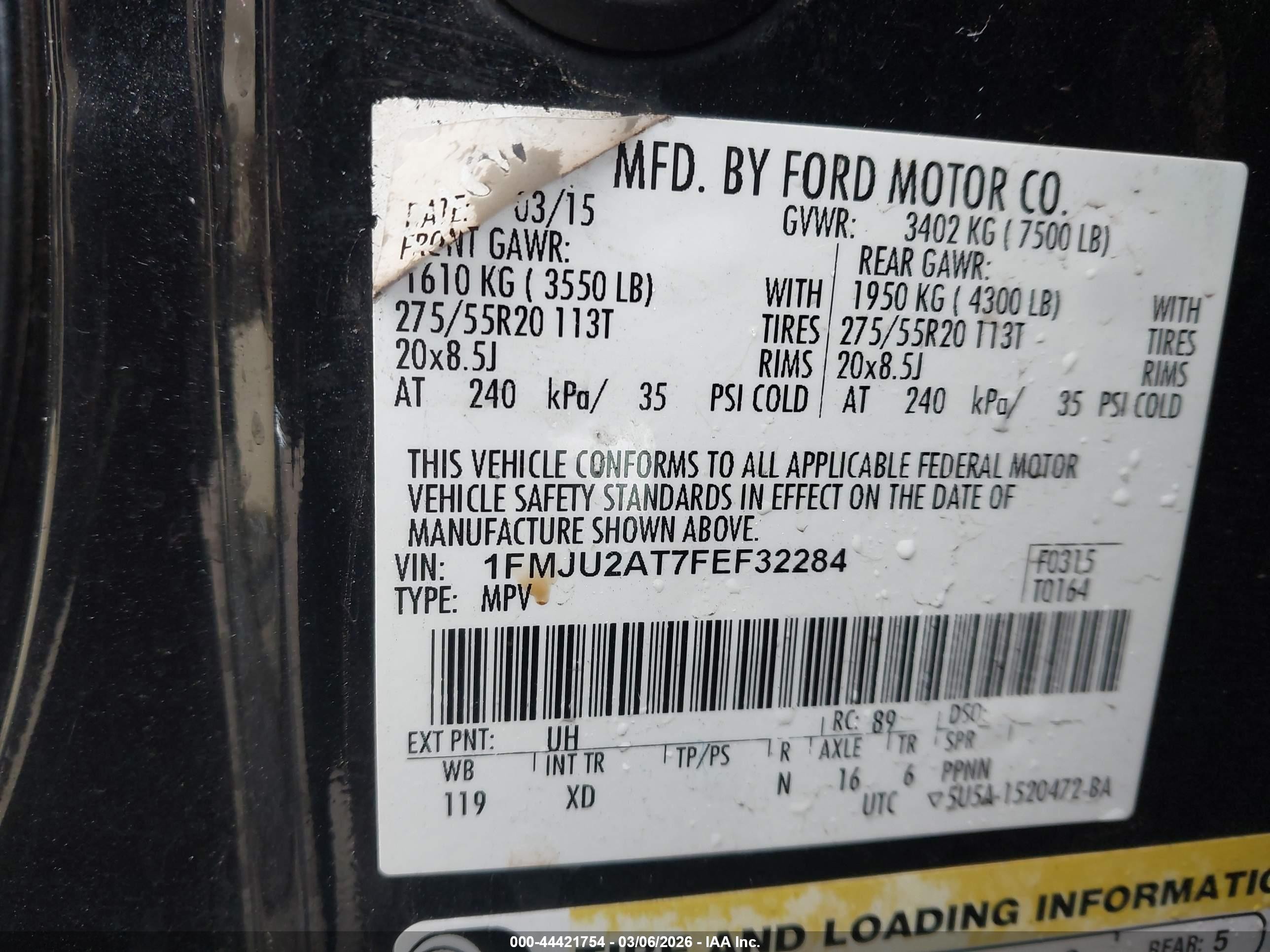 2015 Ford Expedition Limited Black vin: 1FMJU2AT7FEF32284