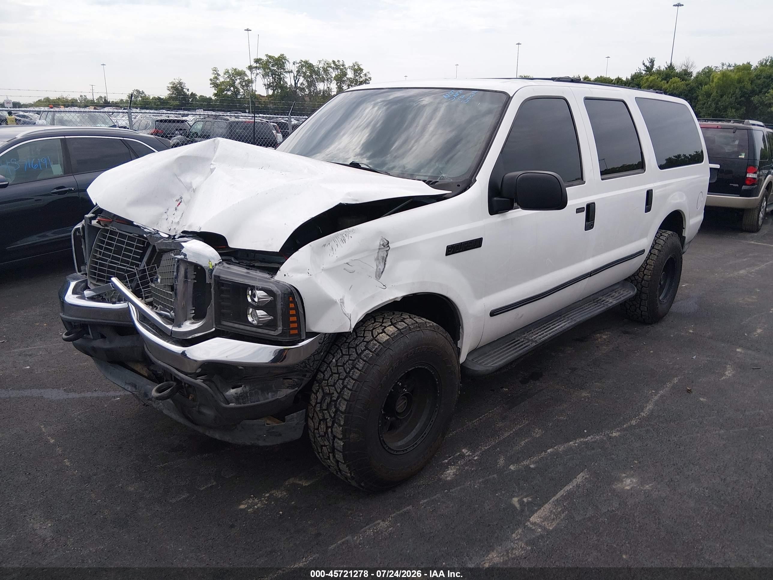 2000 Ford Excursion Xlt White vin: 1FMNU41S4YEA40173