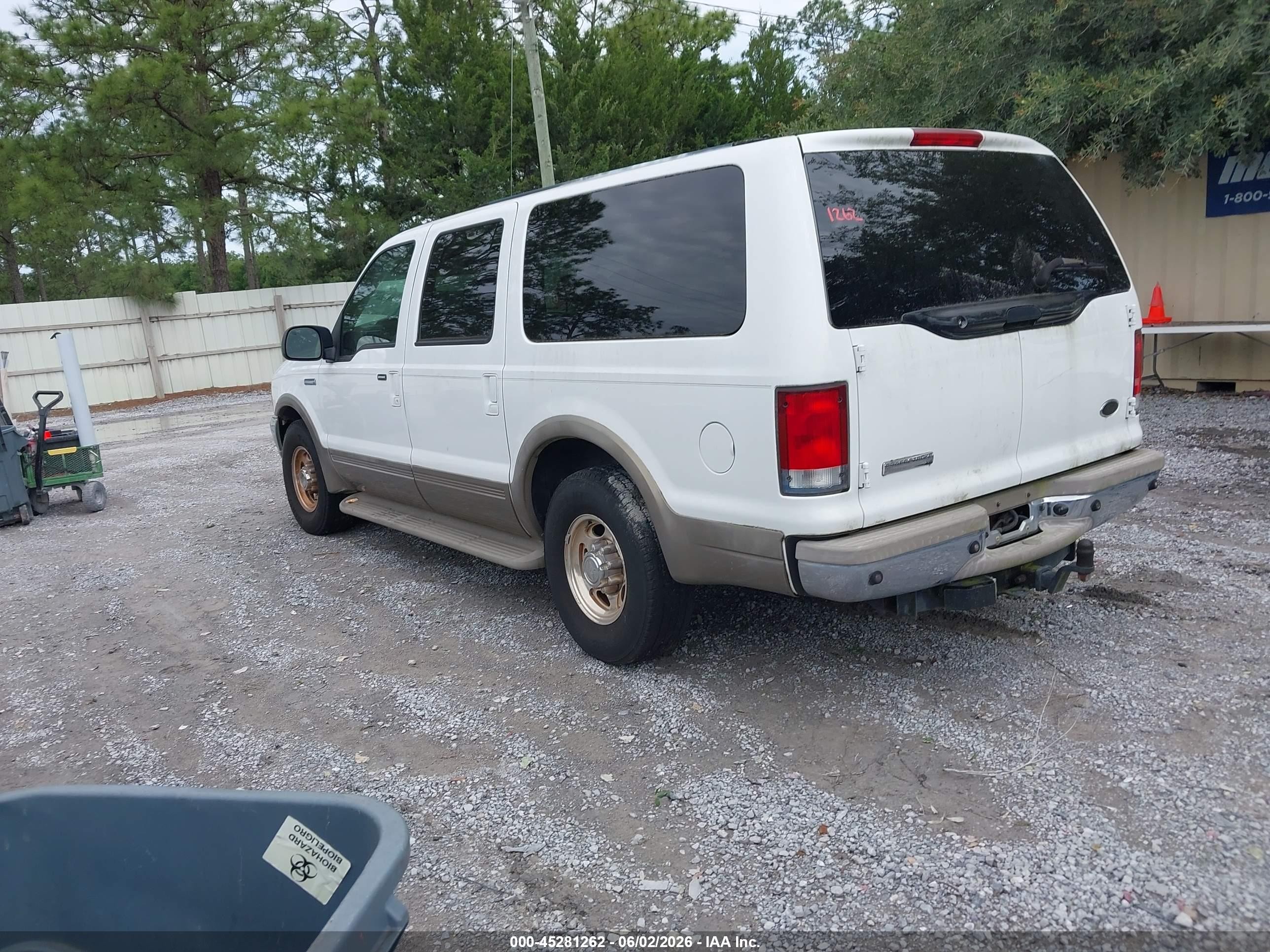 2001 Ford Excursion Limited White vin: 1FMNU42F11EB46118