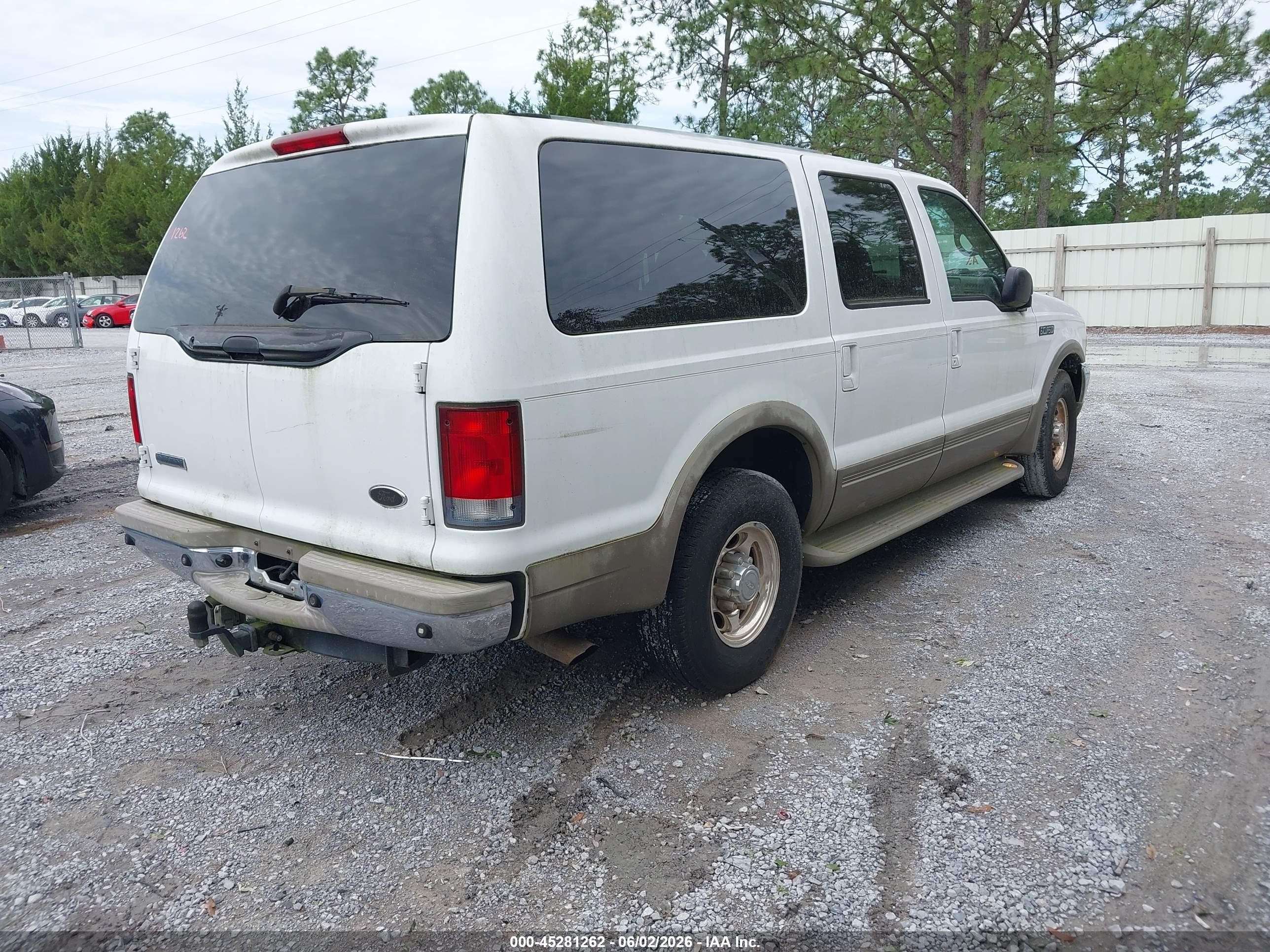2001 Ford Excursion Limited White vin: 1FMNU42F11EB46118