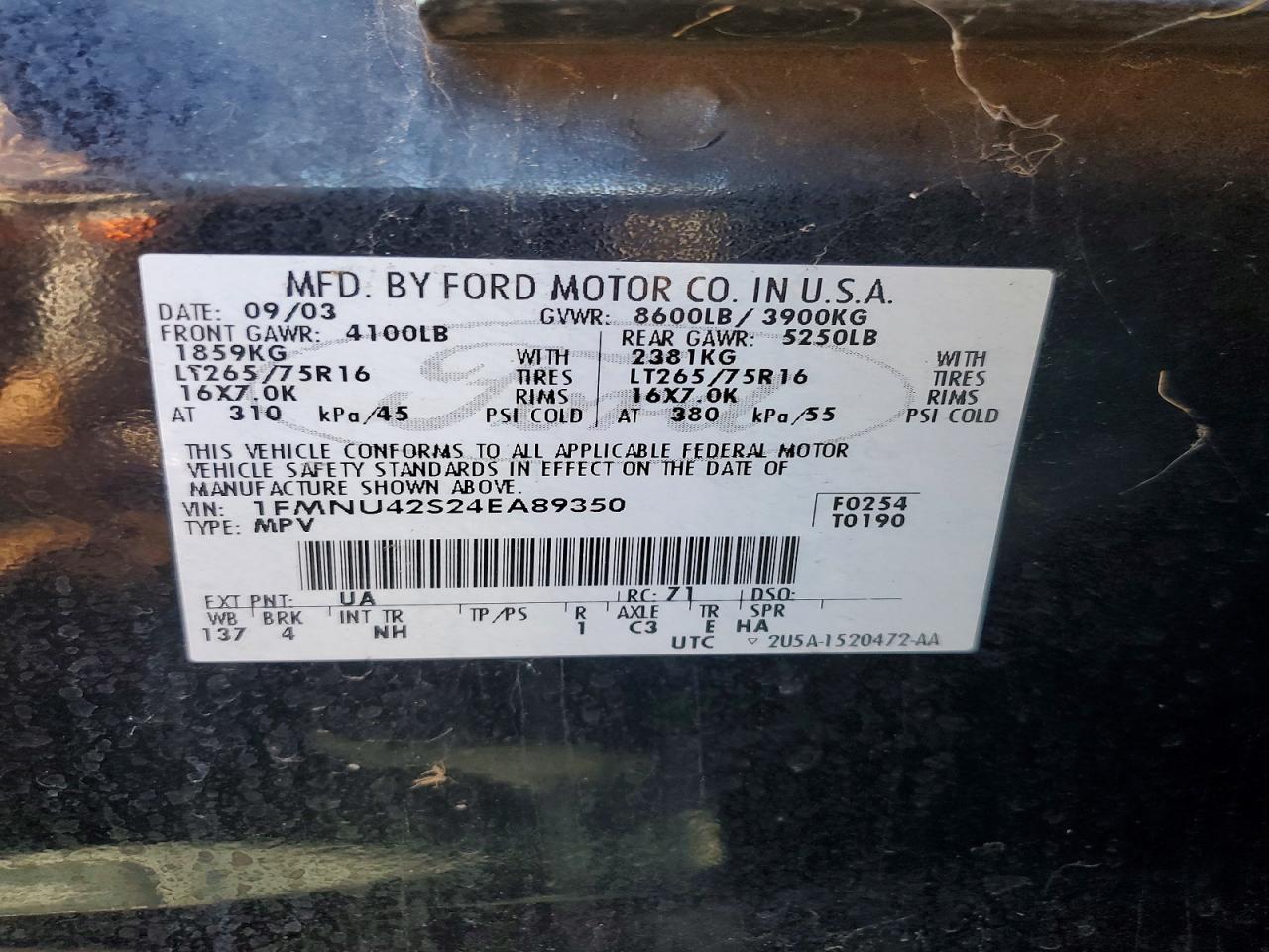 2004 Ford Excursion Limited Black vin: 1FMNU42S24EA89350