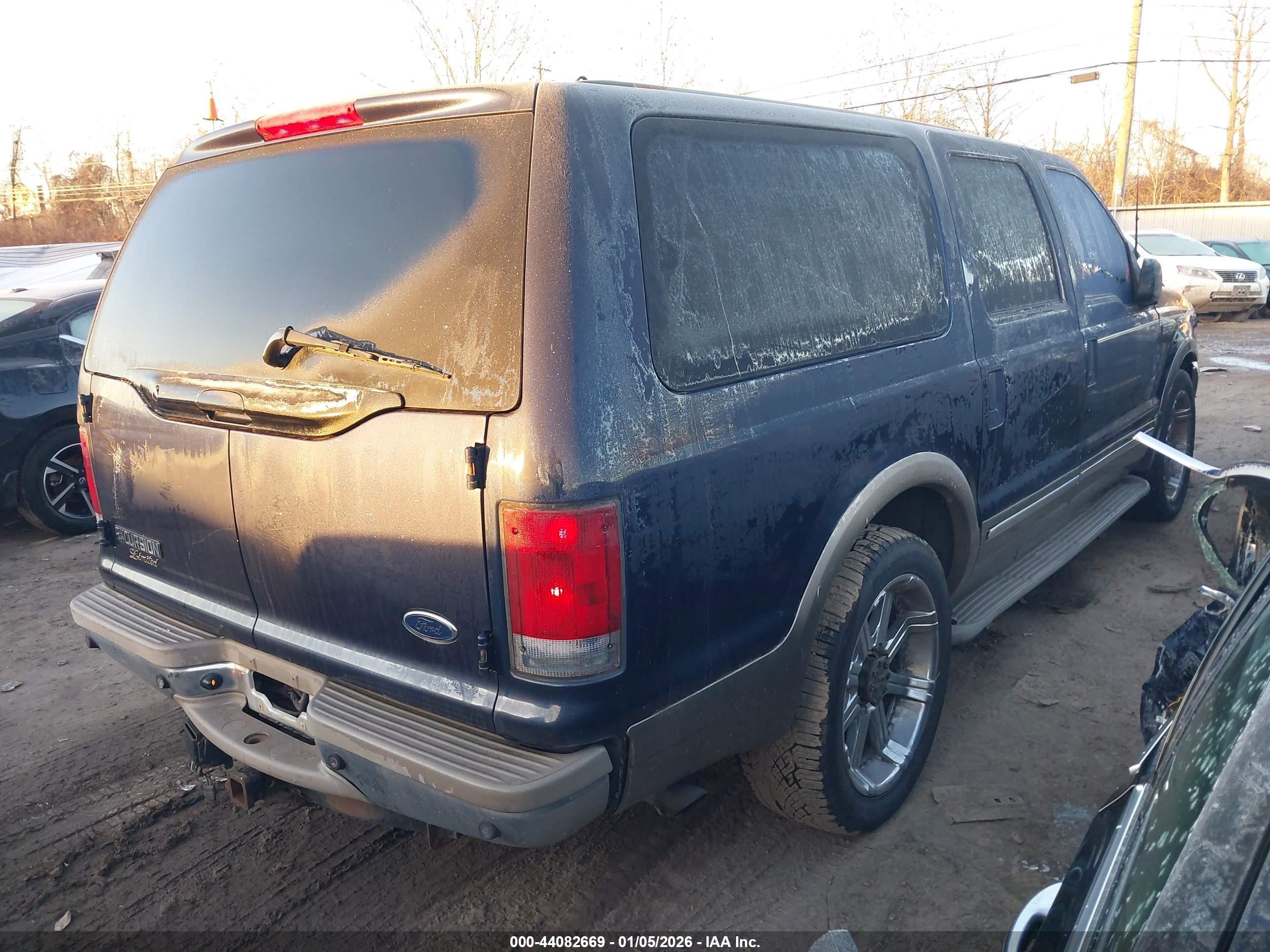 2002 Ford Excursion Limited Dark Blue vin: 1FMNU42S72EA14320